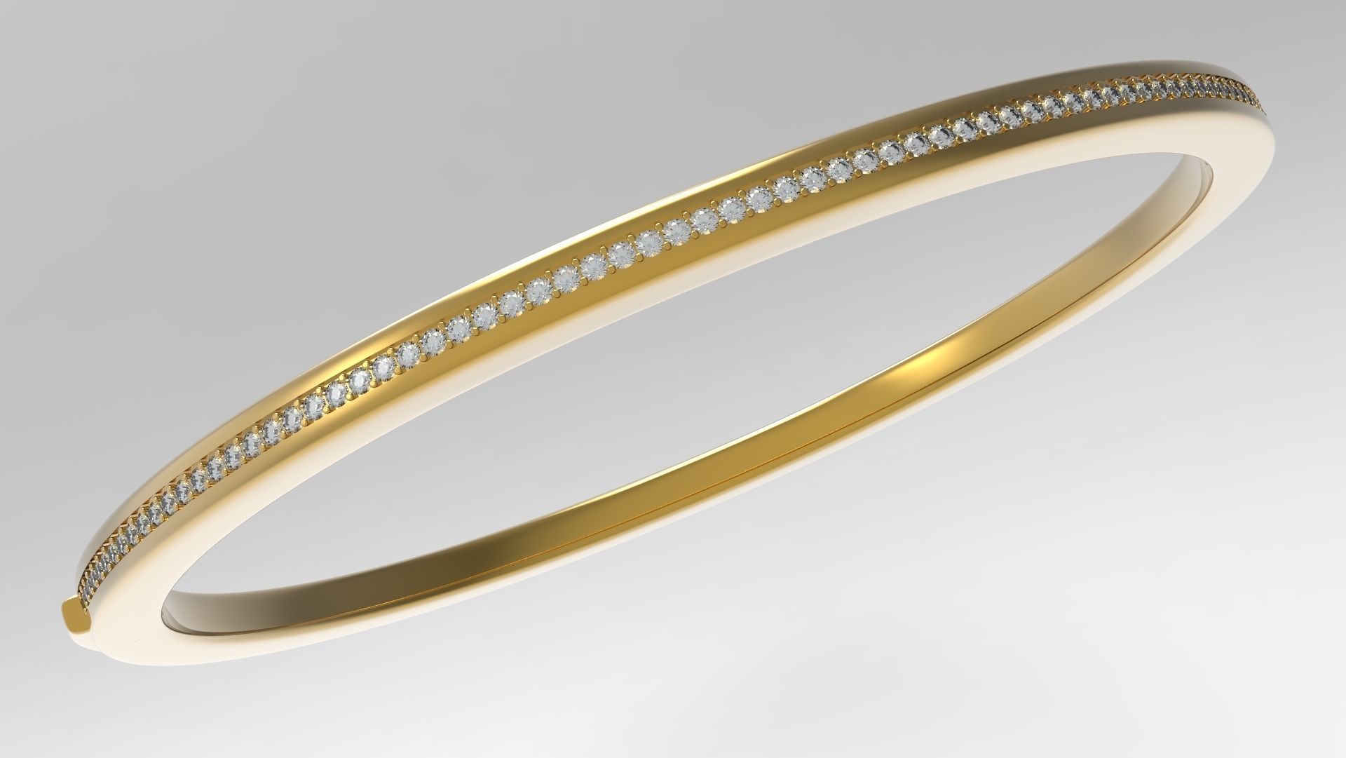 One Row Paved Bracelet 190mm 3D print model_3