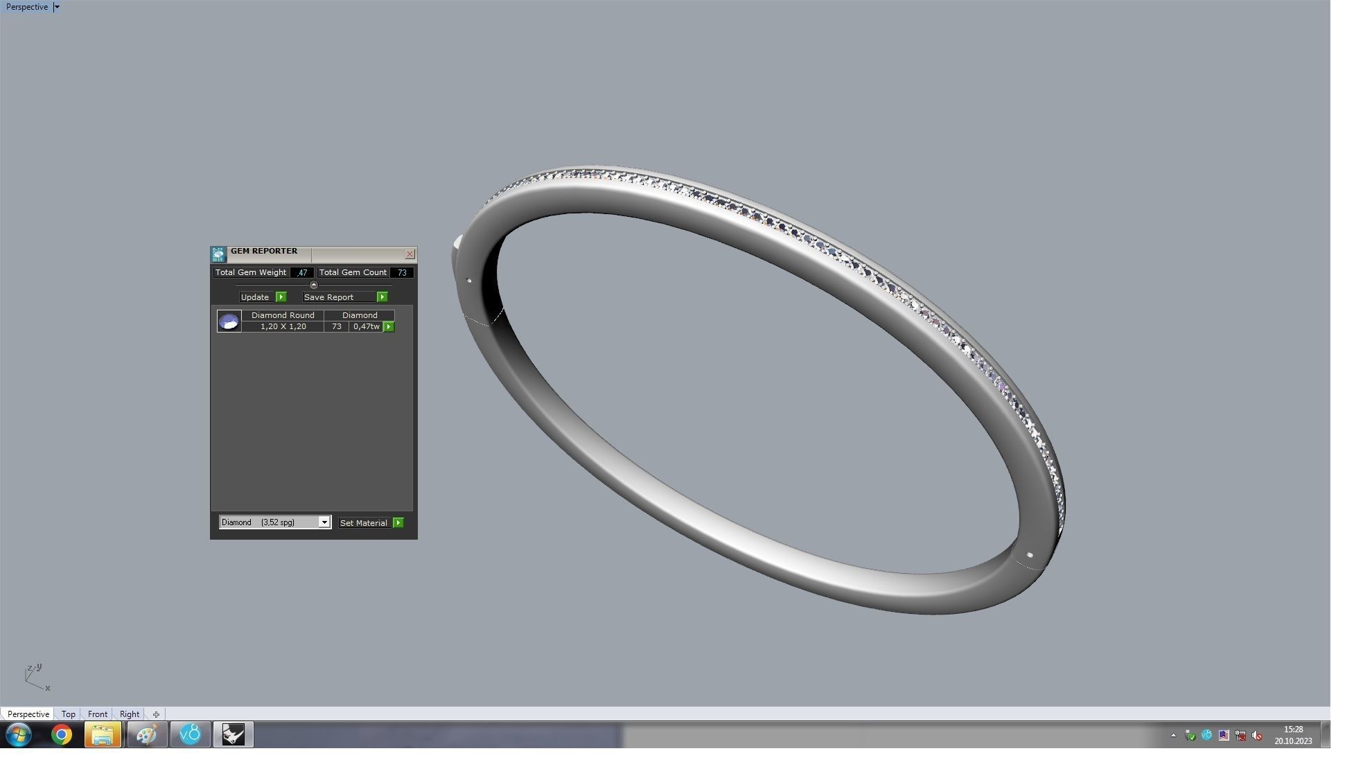 One Row Paved Bracelet 190mm 3D print model_14