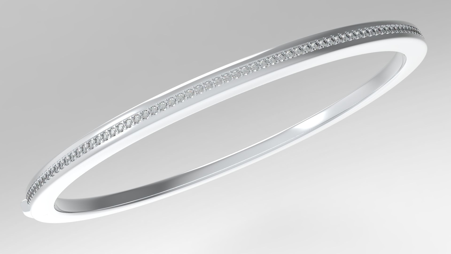 One Row Paved Bracelet 190mm 3D print model_2