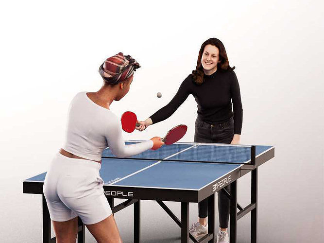 Lizzy Rae 14580 - Two Young Women Playing Table Tennis Low-poly 3D model
