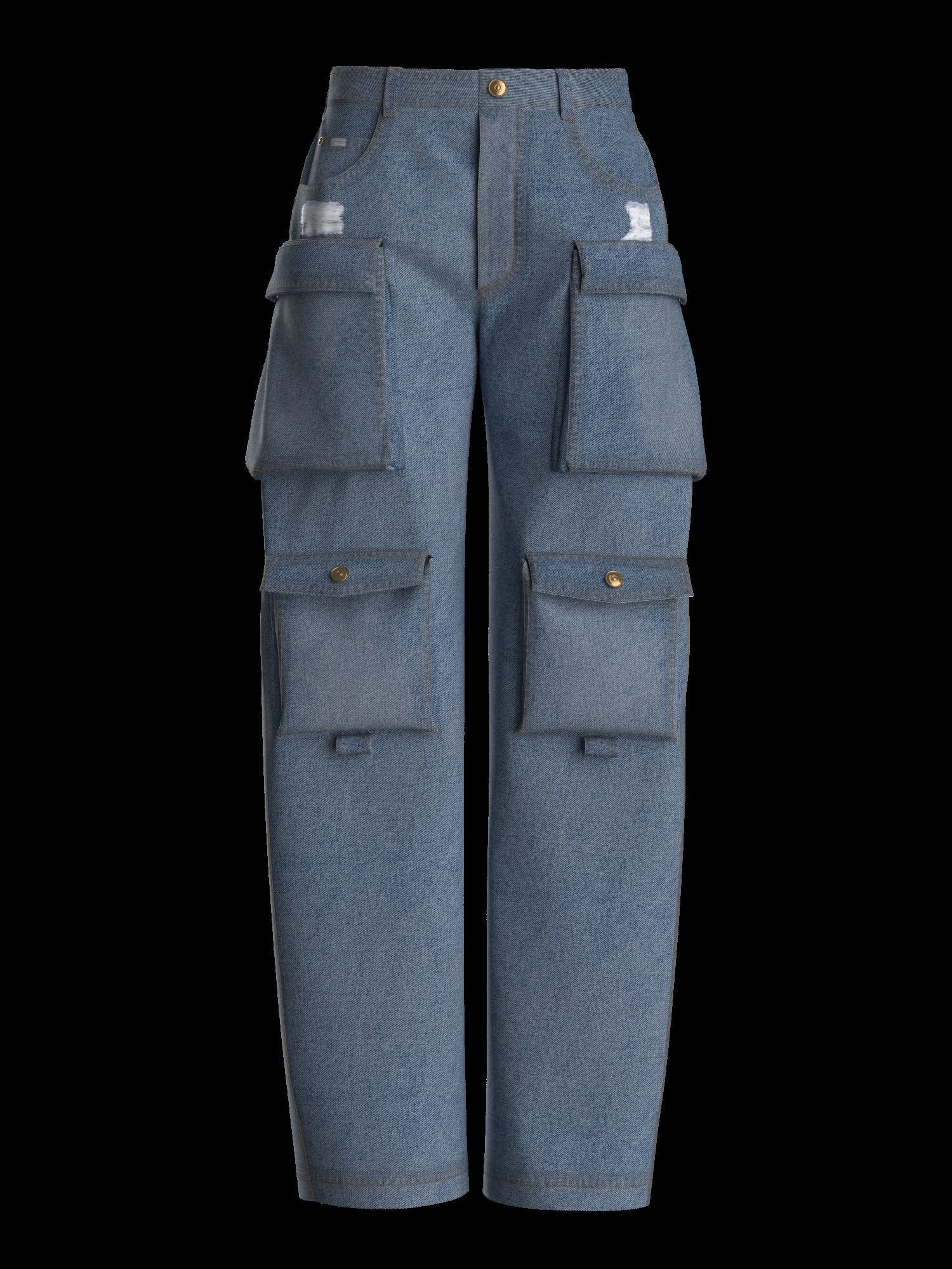 Female denim jean 3D model_1