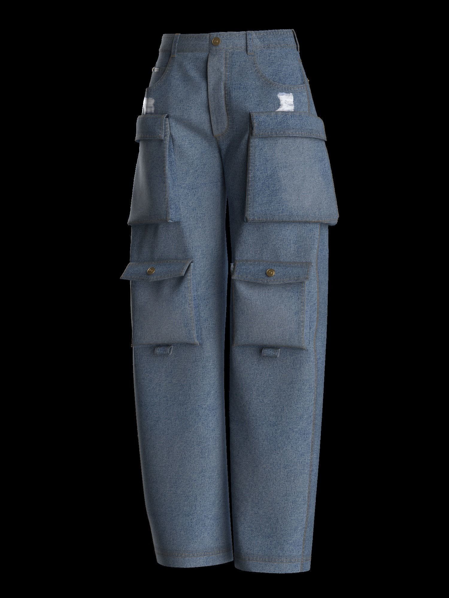 Female denim jean 3D model_7