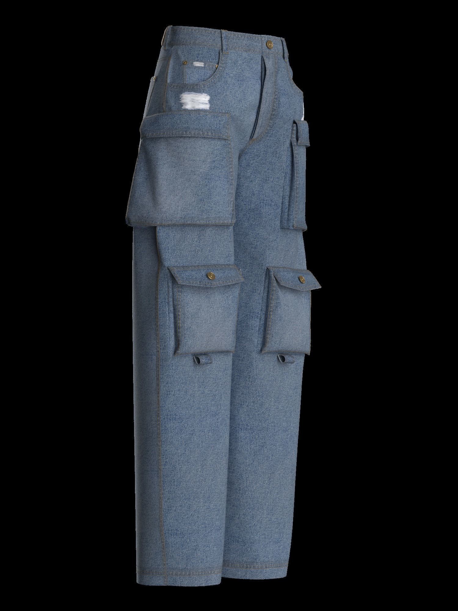 Female denim jean 3D model_9