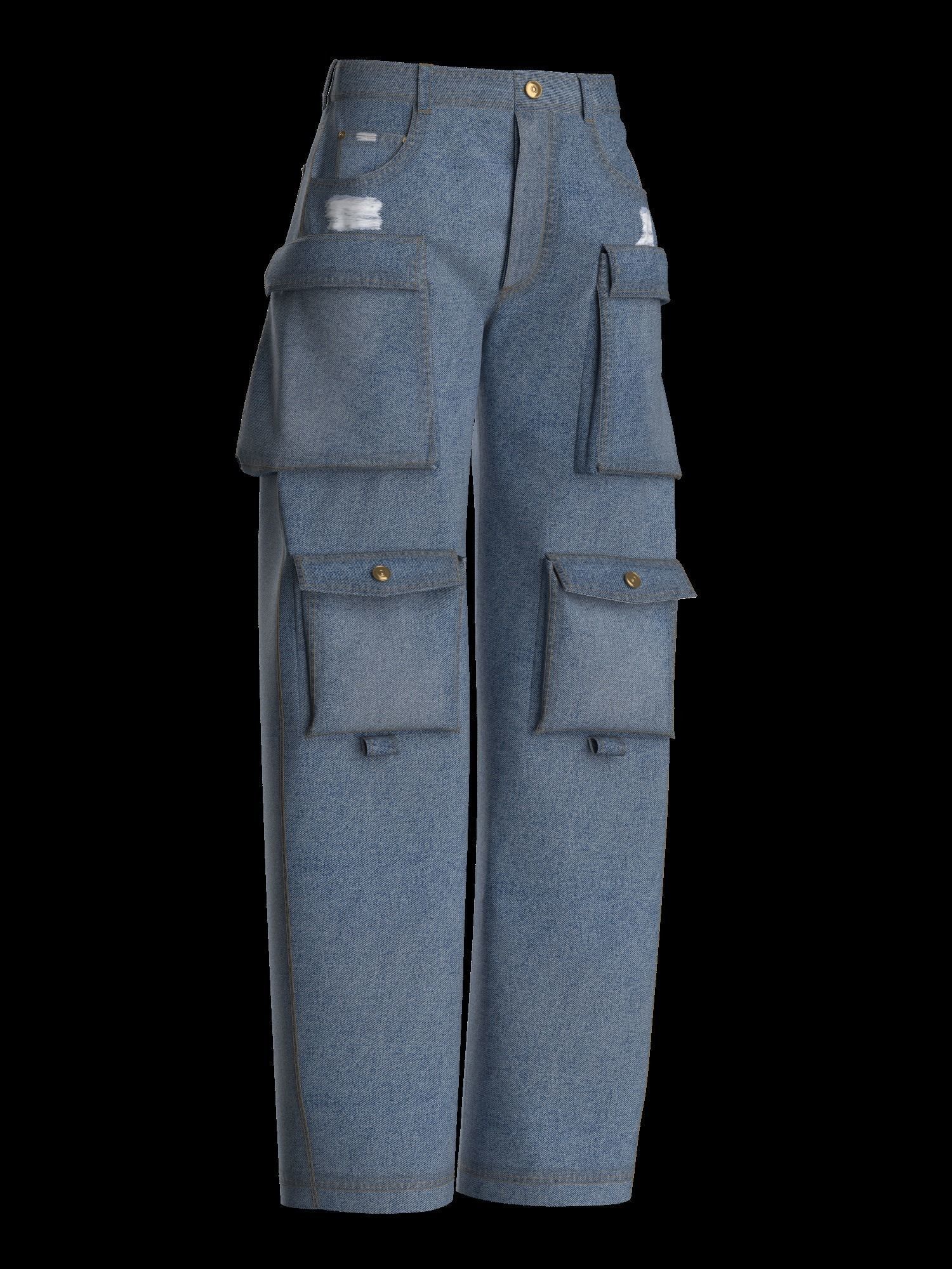 Female denim jean 3D model_8
