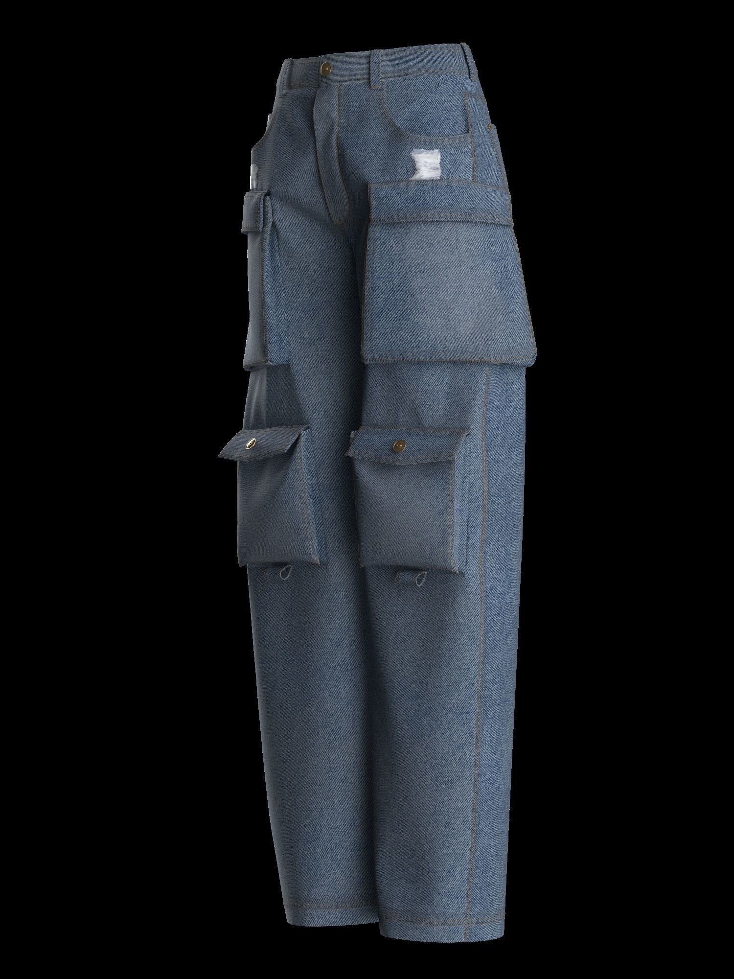 Female denim jean 3D model_6