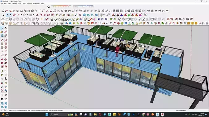 Container restaurant 3d model