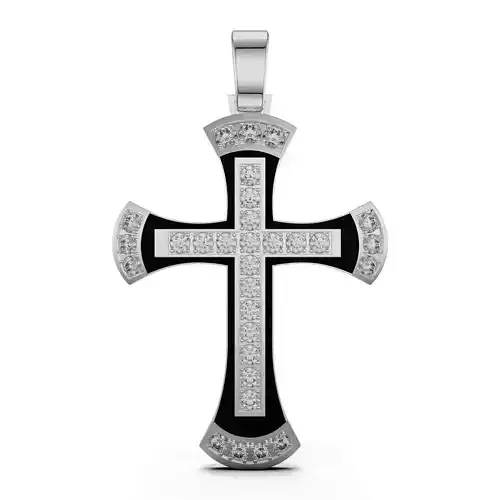 Cross with enamel and gemstone