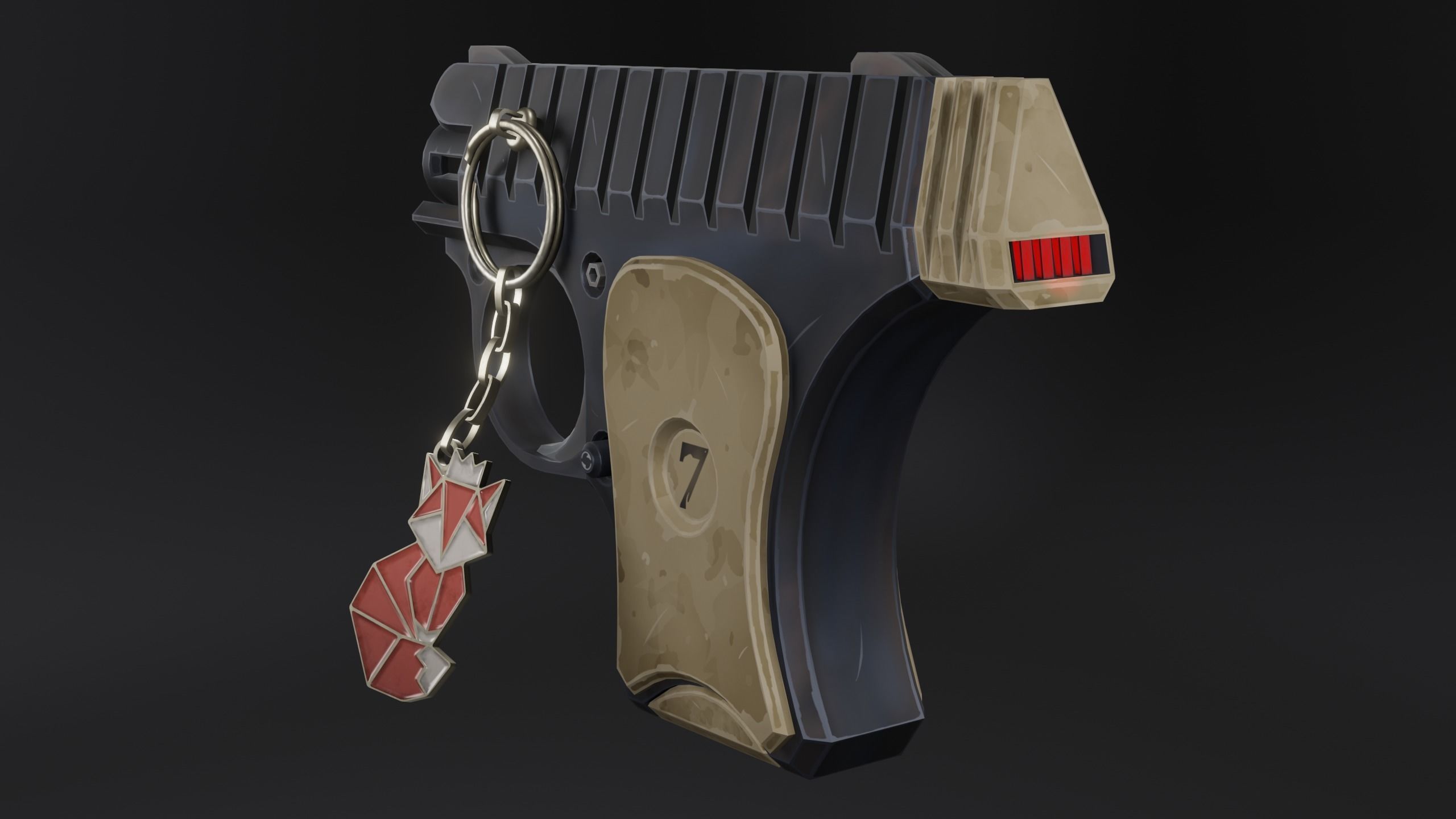 Keychain fox Low-poly 3D model_25