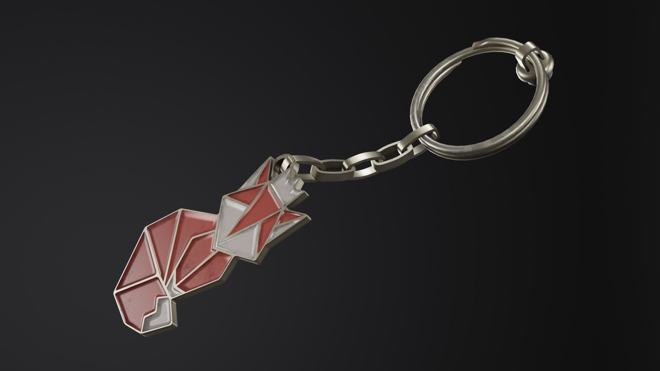Keychain fox Low-poly 3D model_5