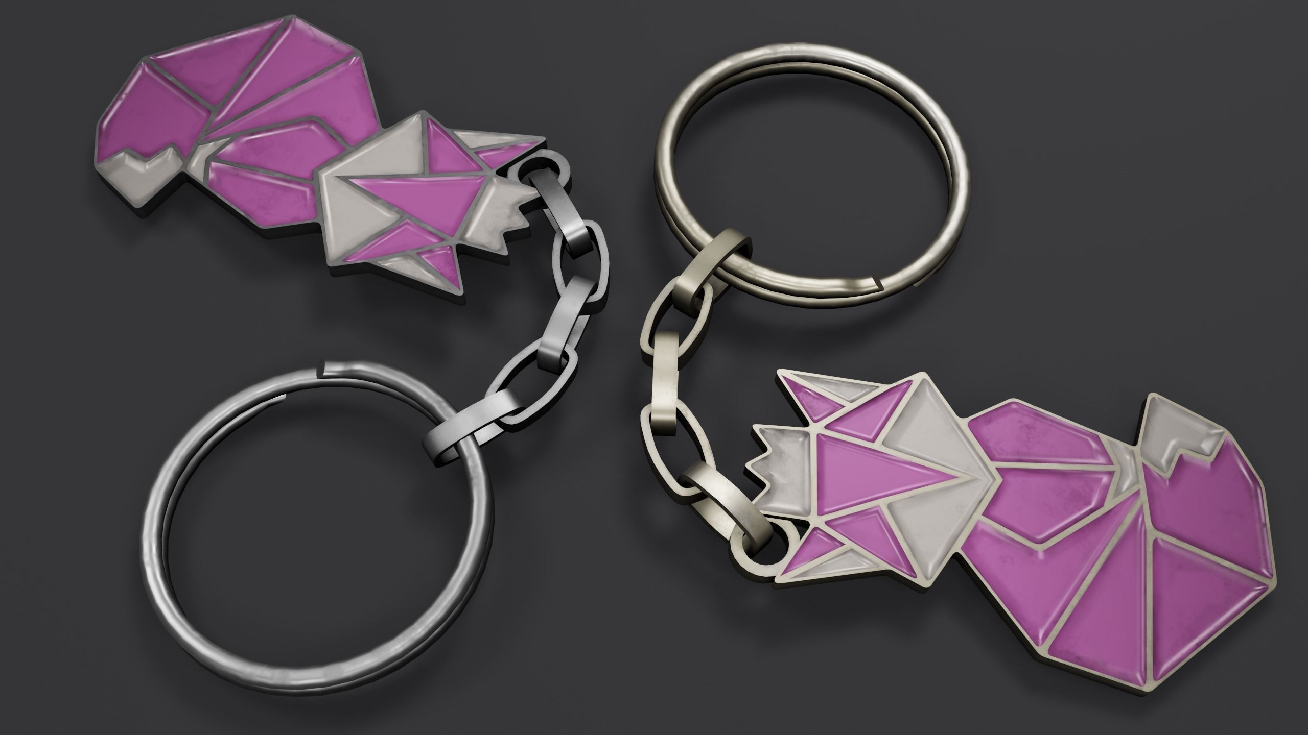 Keychain fox Low-poly 3D model_15