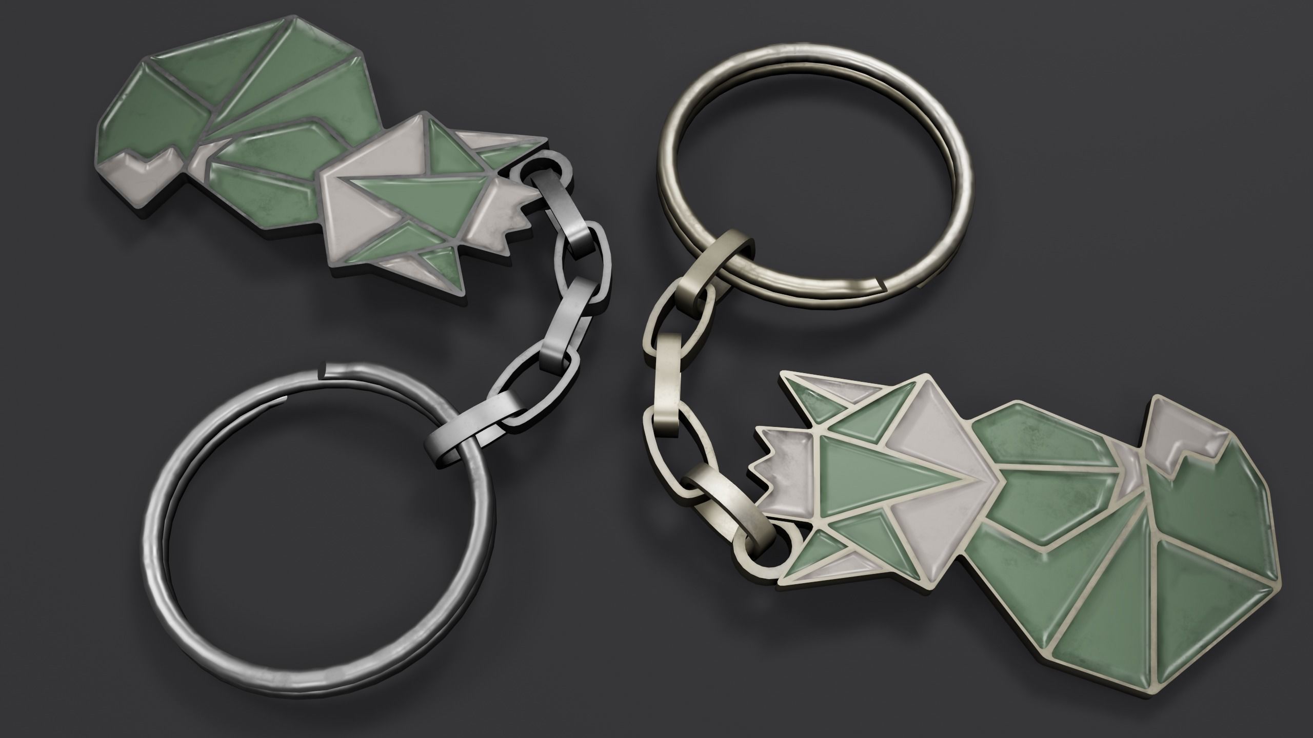 Keychain fox Low-poly 3D model_16