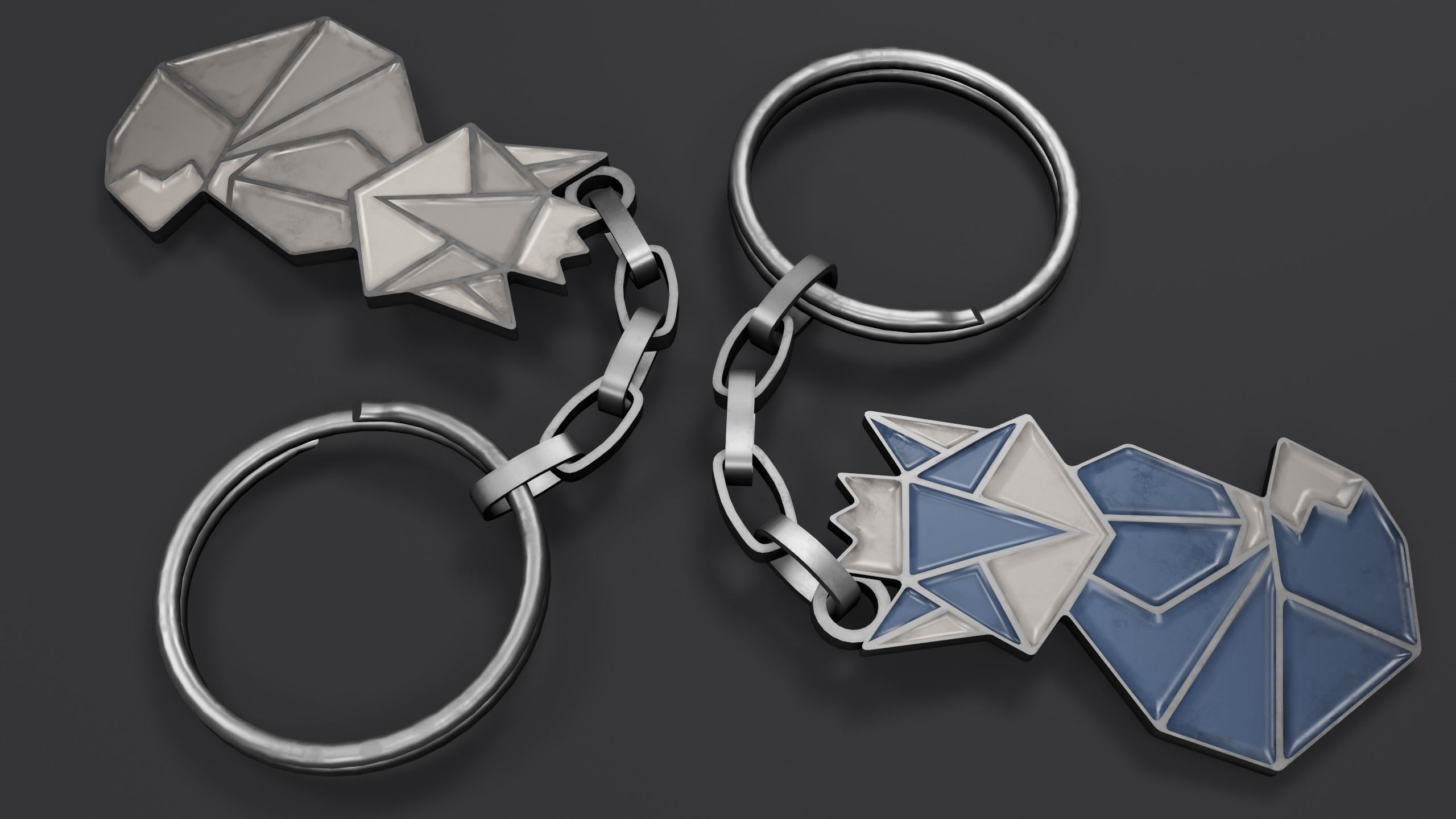Keychain fox Low-poly 3D model_21