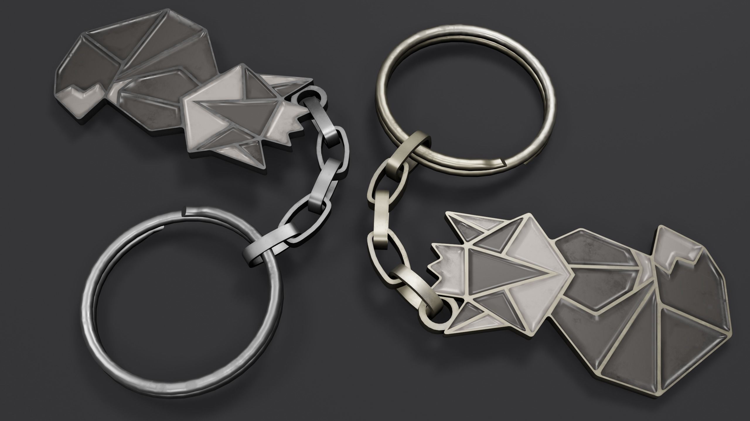 Keychain fox Low-poly 3D model_12
