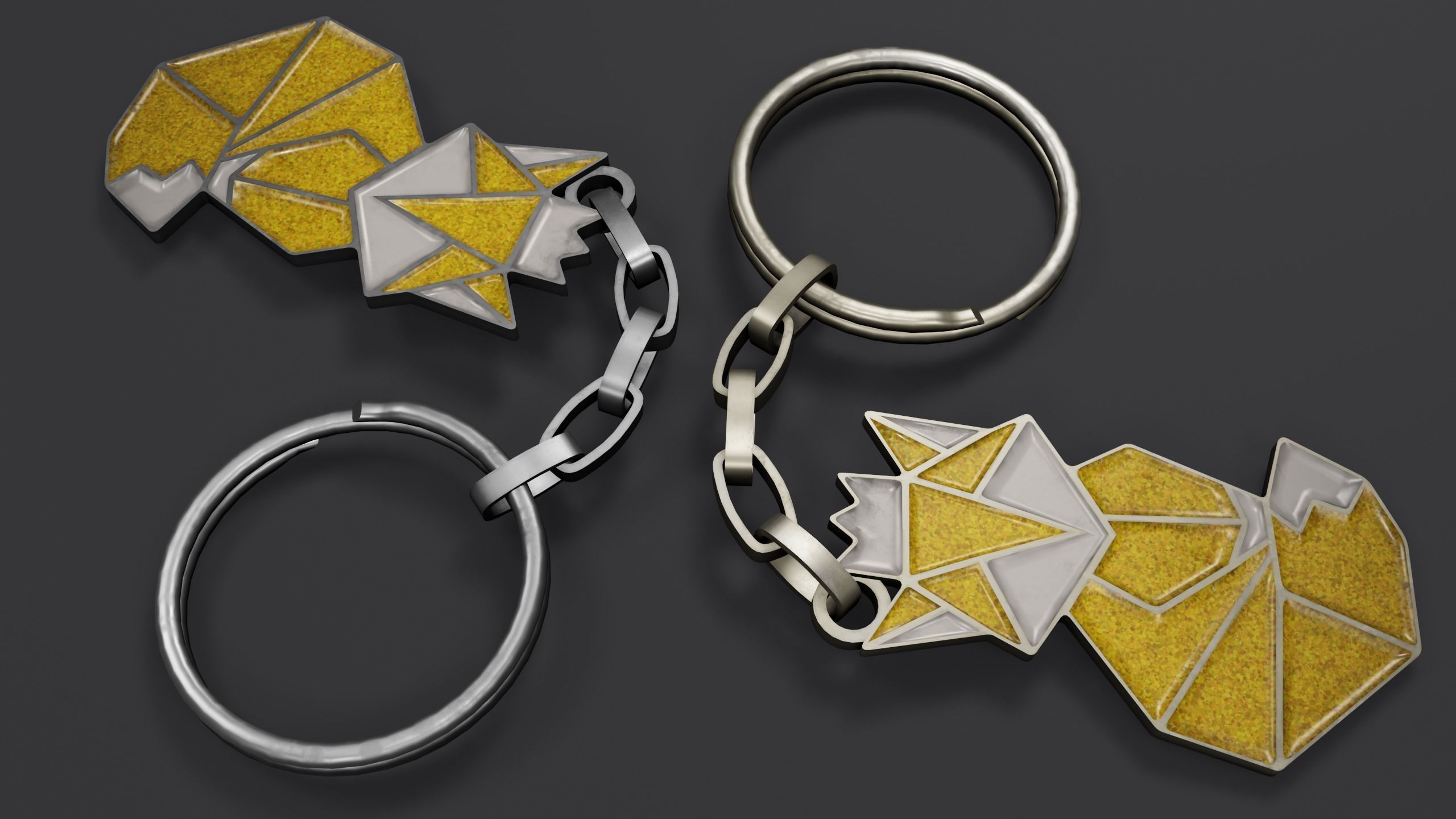 Keychain fox Low-poly 3D model_14