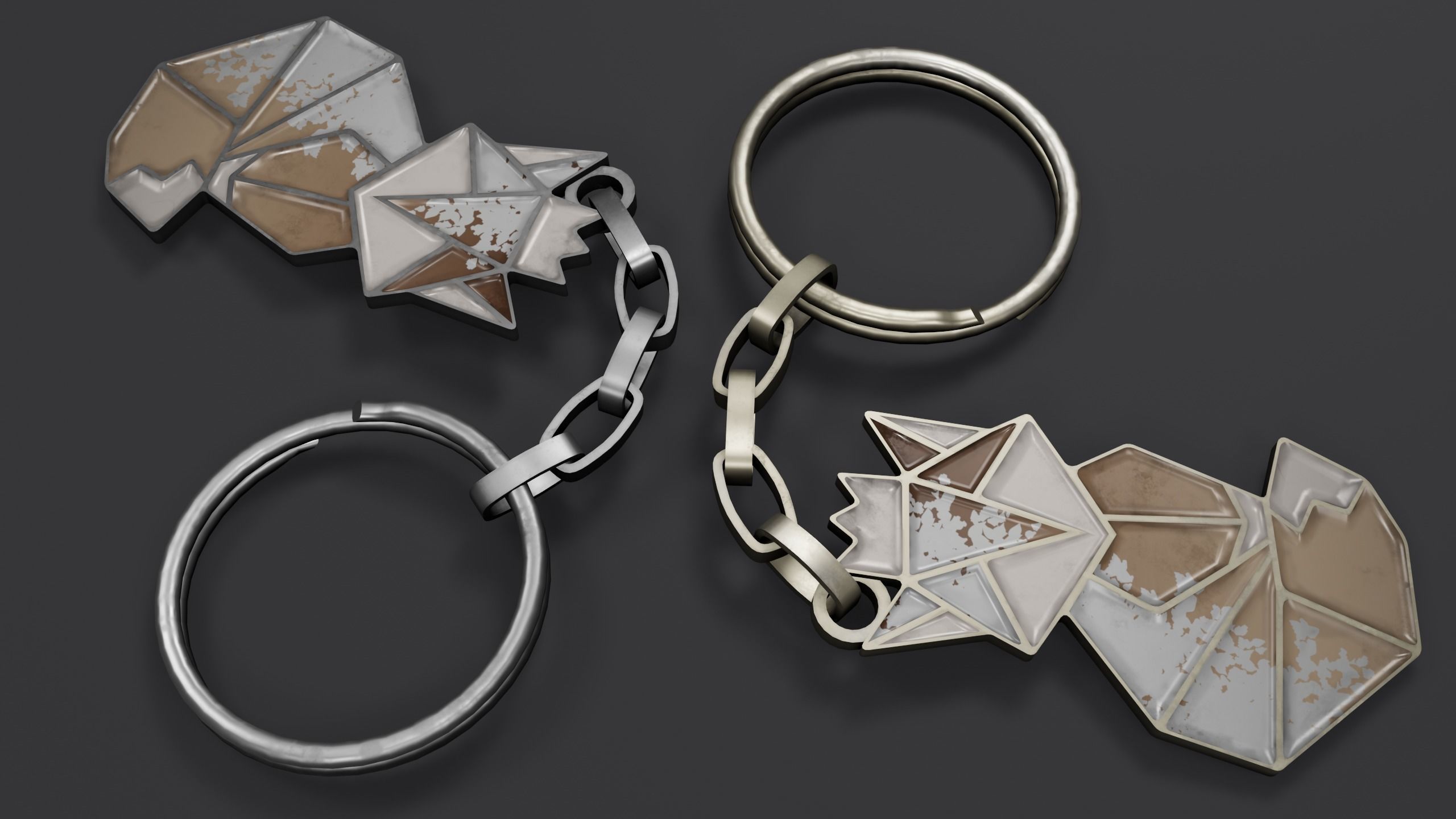 Keychain fox Low-poly 3D model_19