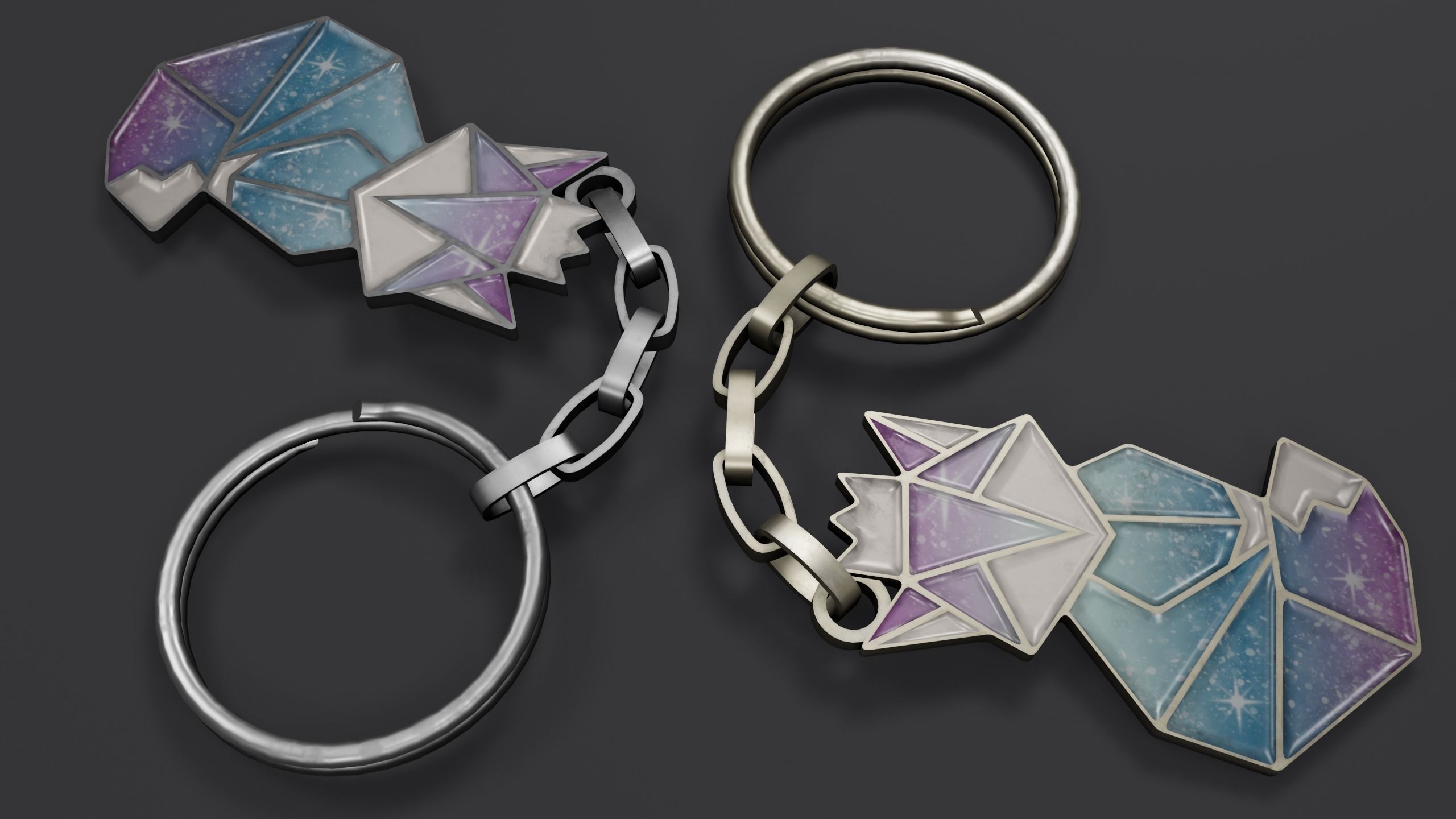 Keychain fox Low-poly 3D model_17