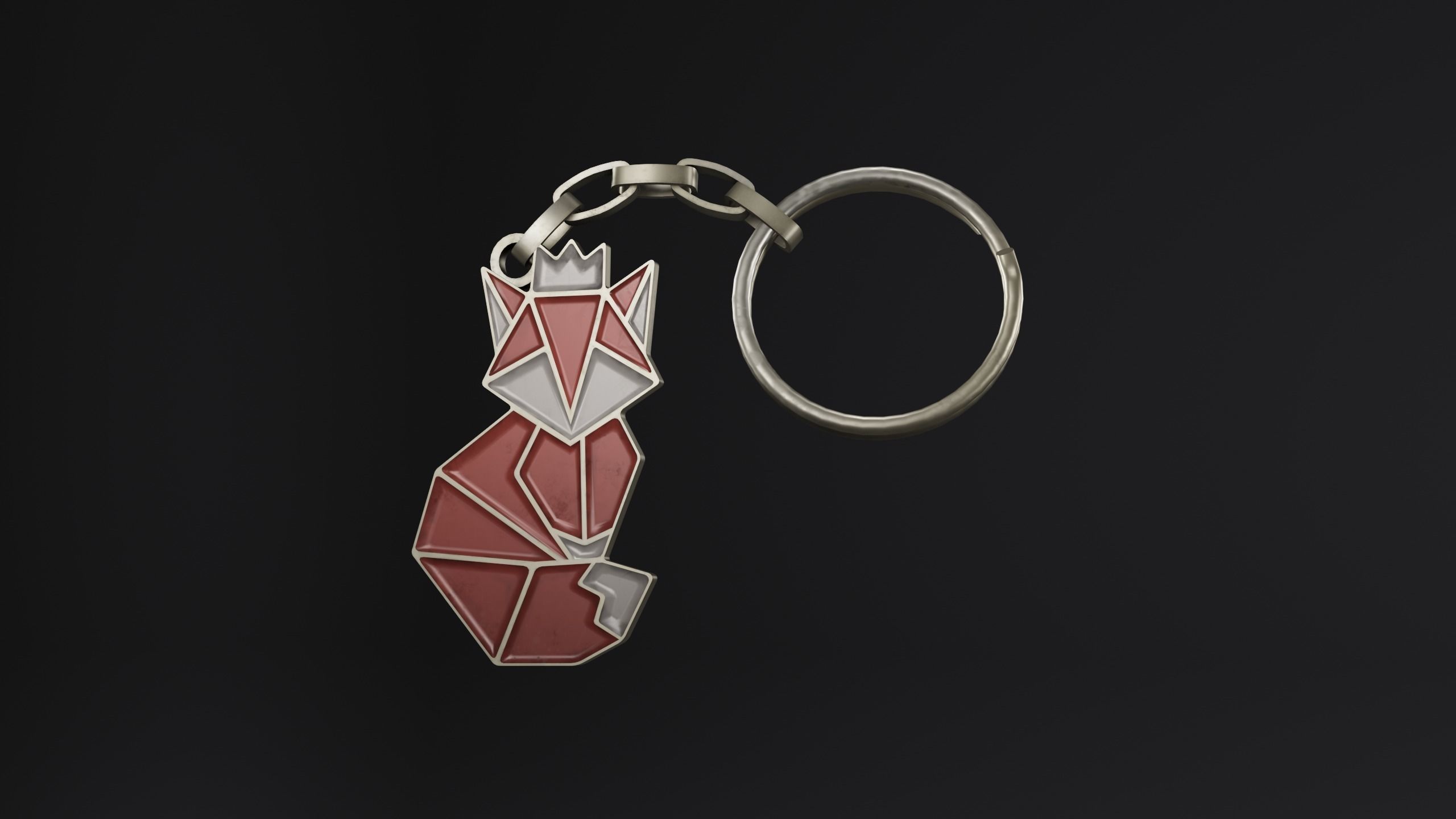 Keychain fox Low-poly 3D model_1