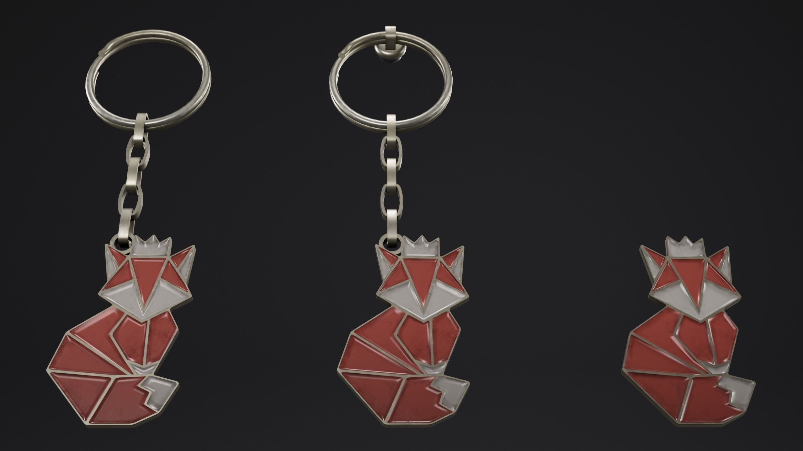 Keychain fox Low-poly 3D model_8