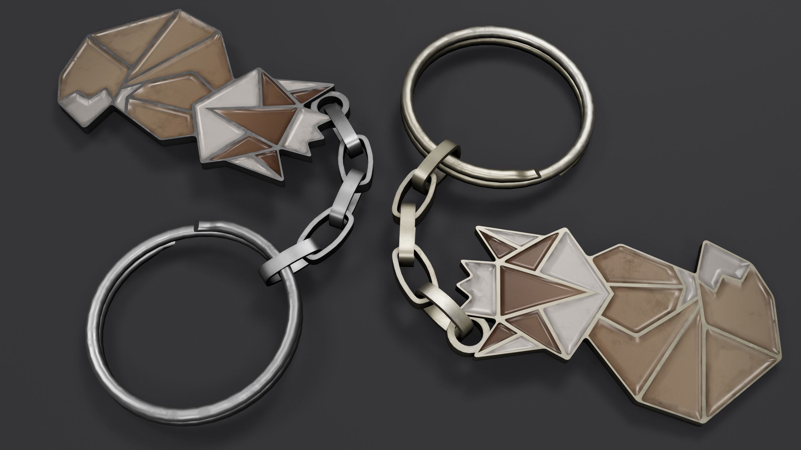 Keychain fox Low-poly 3D model_20
