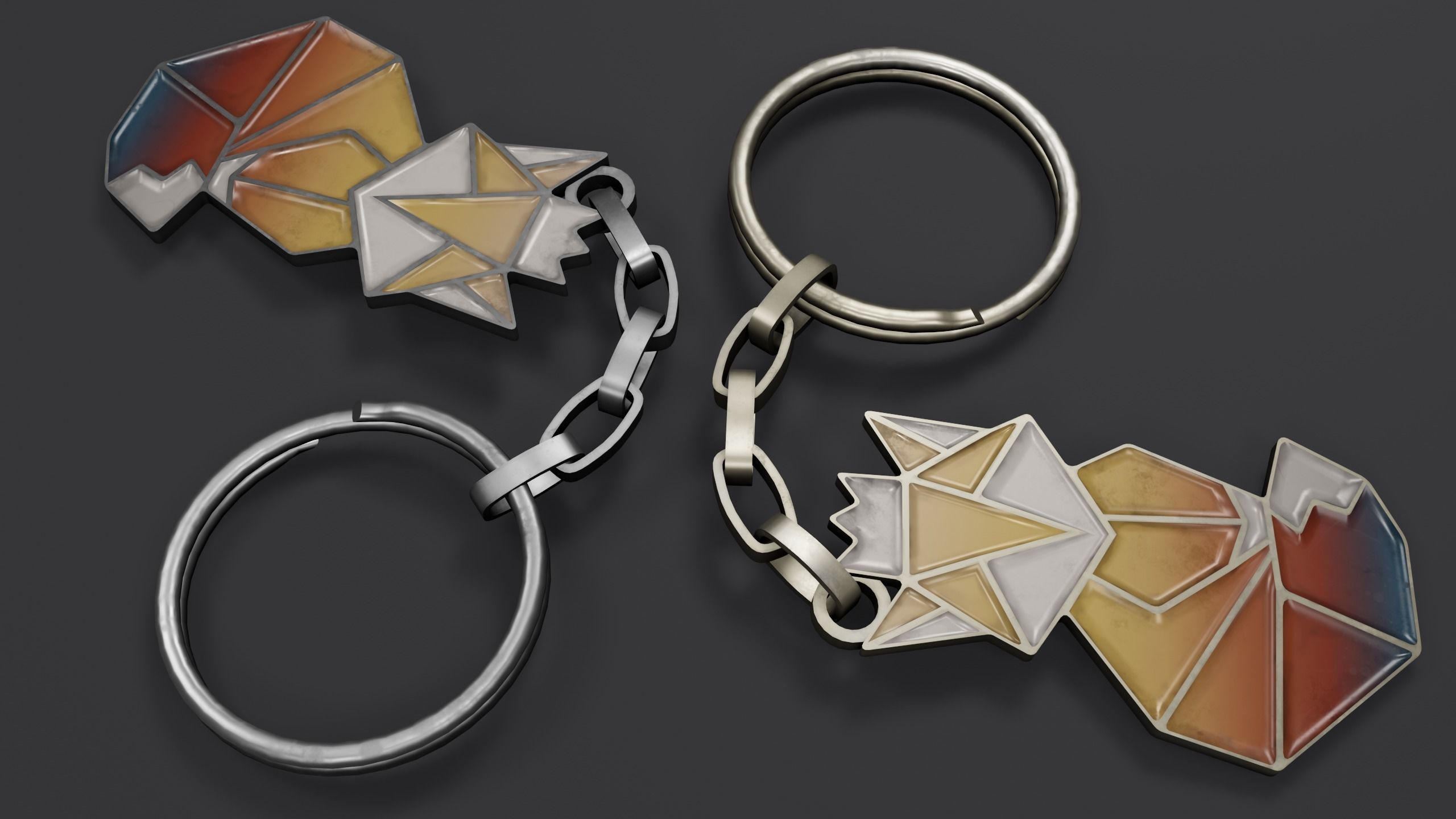 Keychain fox Low-poly 3D model_18