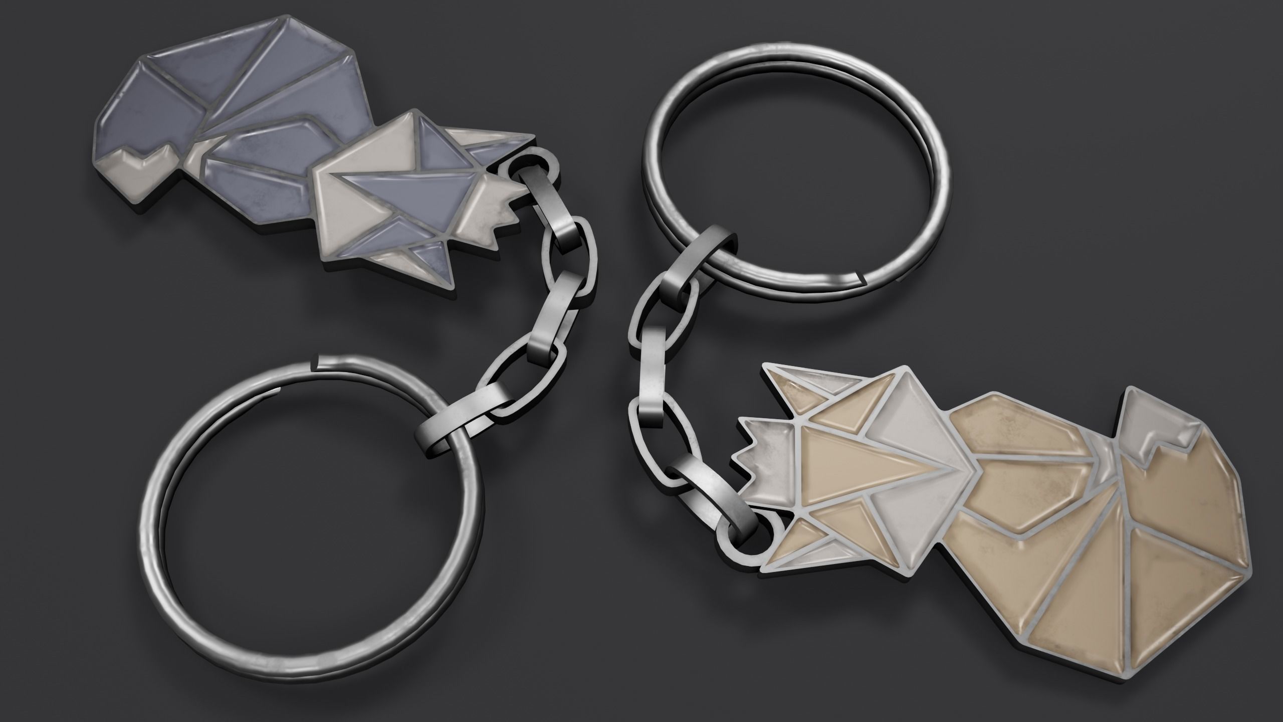 Keychain fox Low-poly 3D model_22