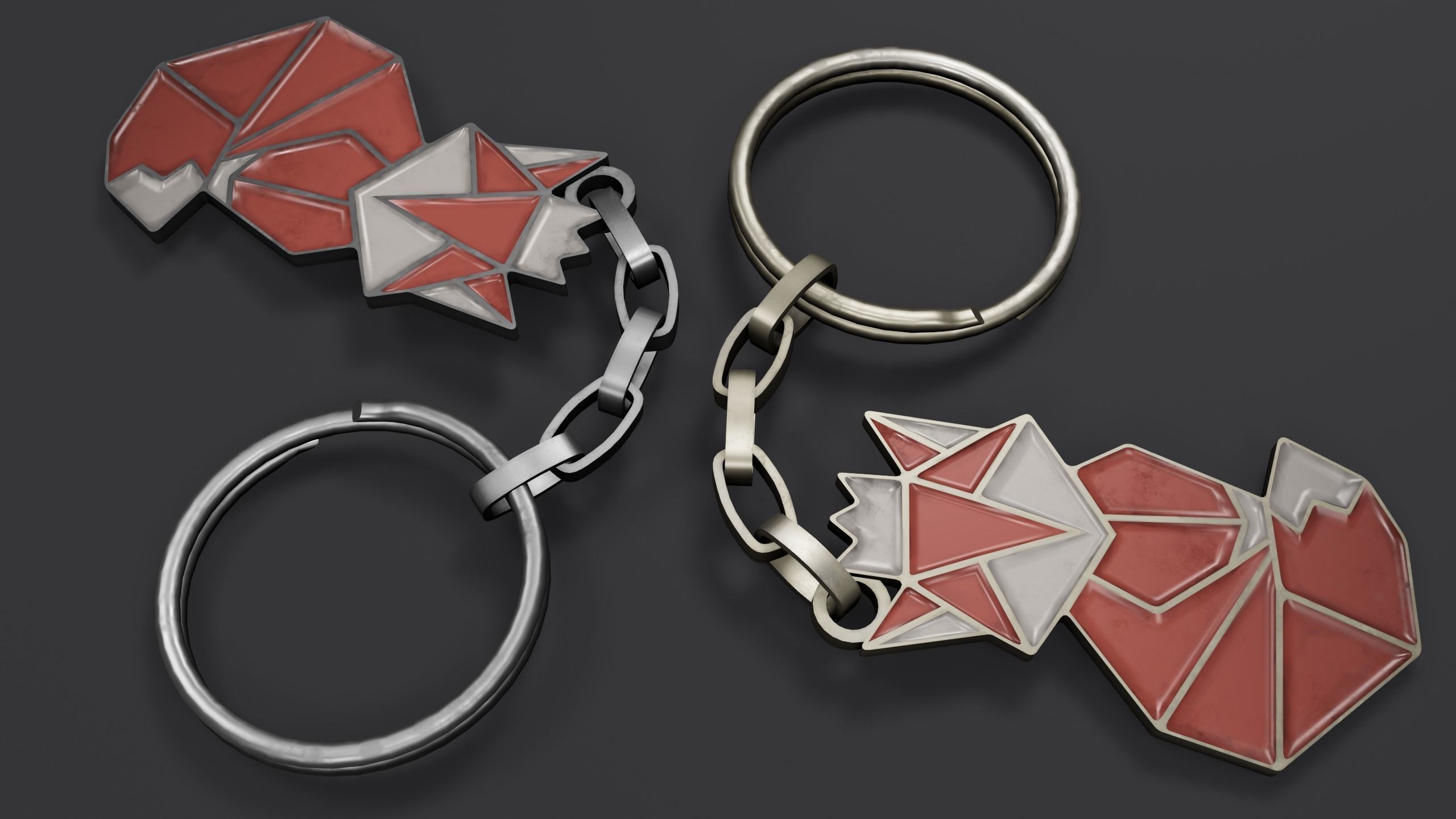 Keychain fox Low-poly 3D model_11