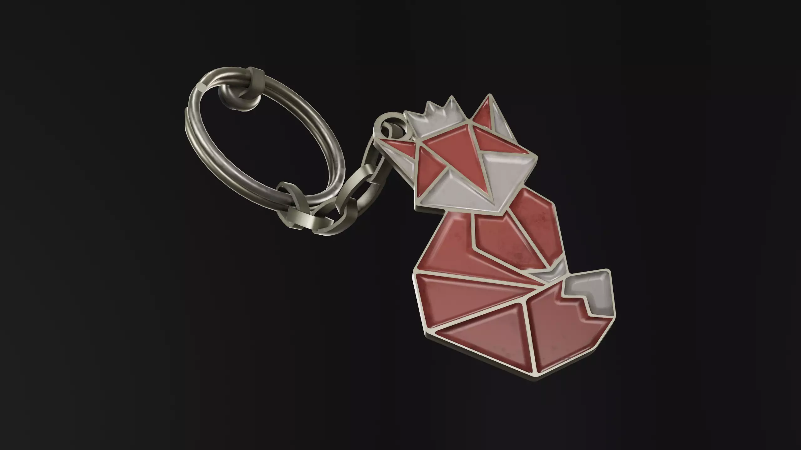 Keychain fox Low-poly 3D model_0