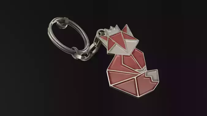 Keychain fox Low-poly 3D model