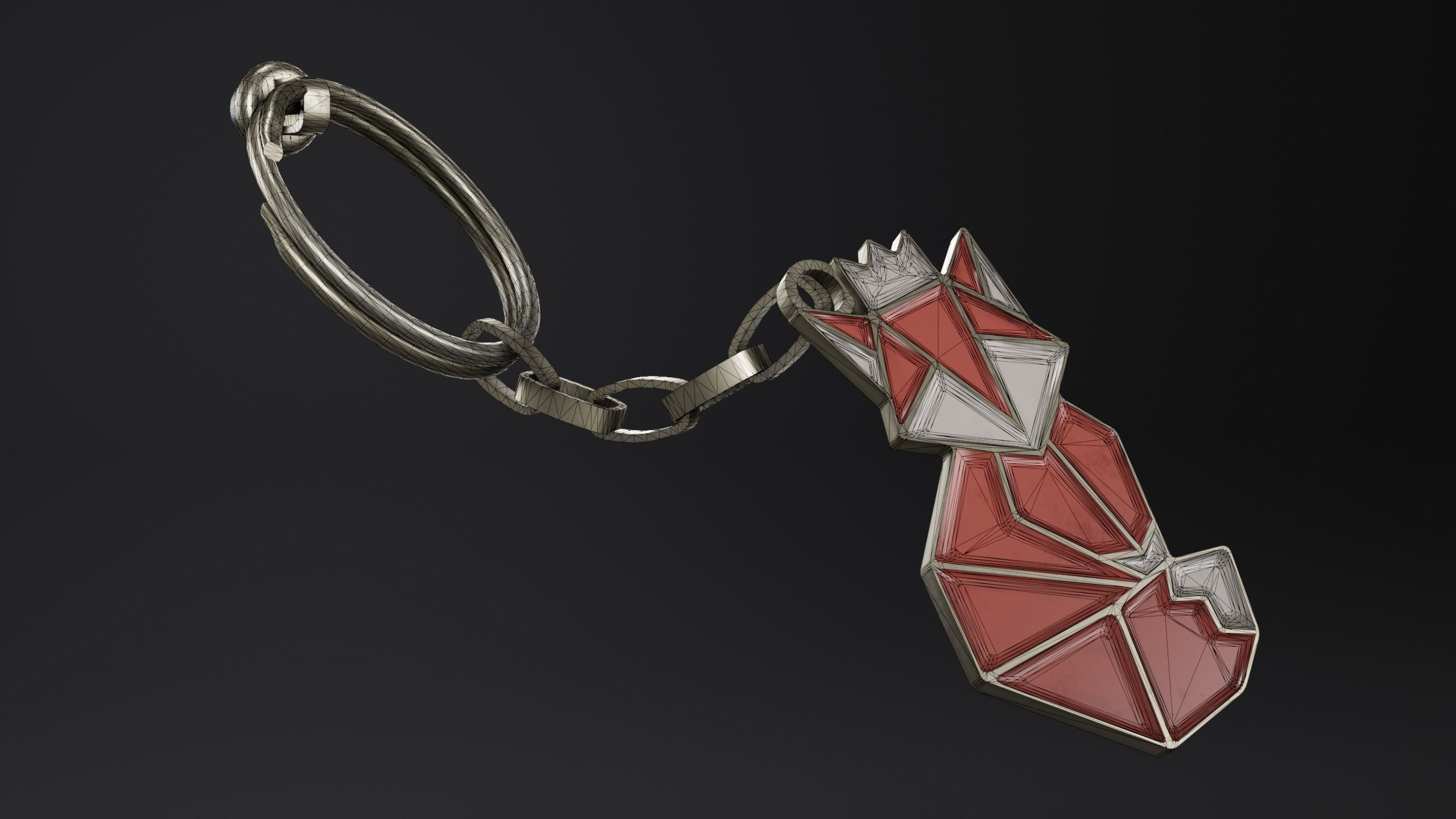 Keychain fox Low-poly 3D model_3