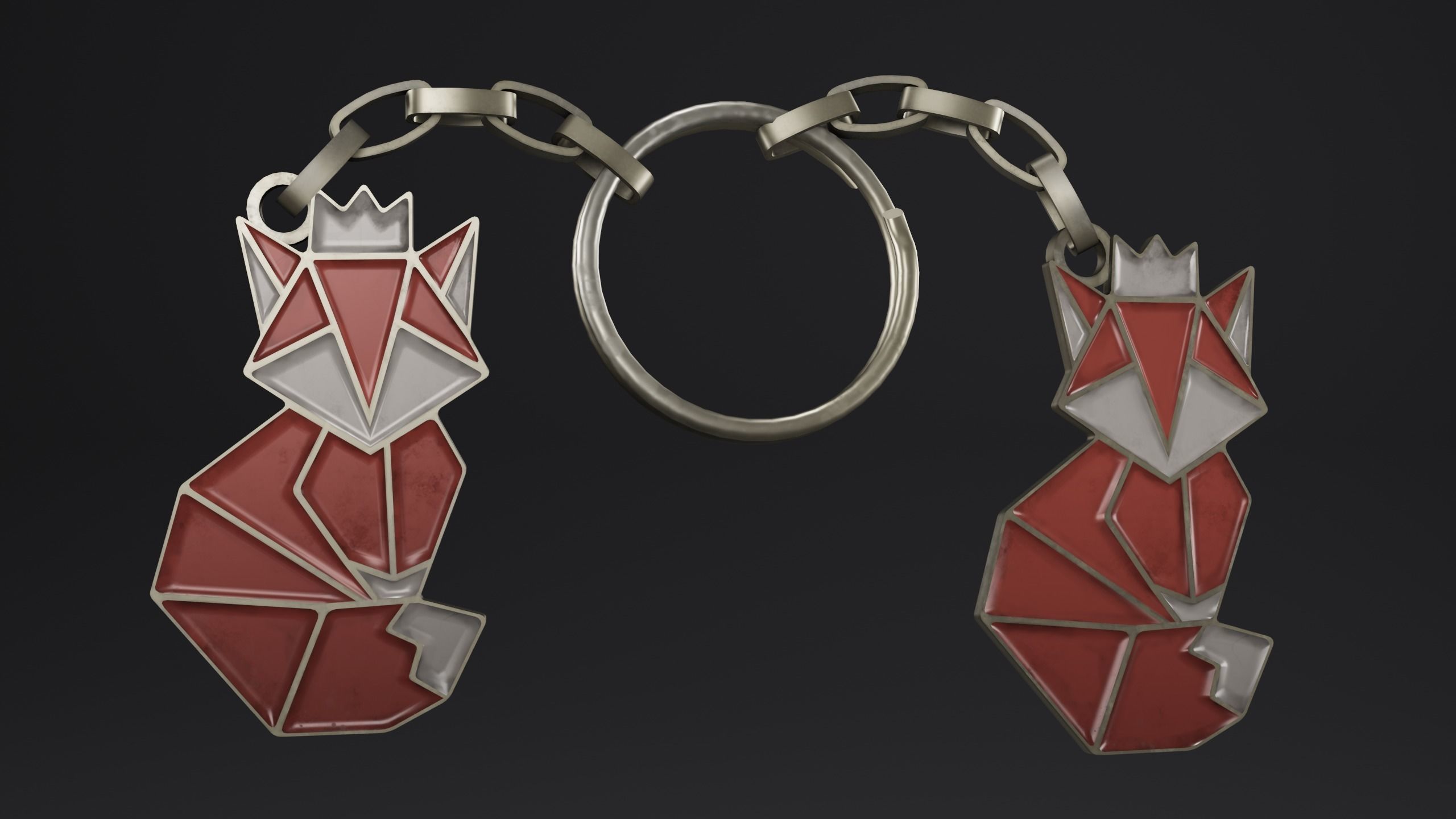 Keychain fox Low-poly 3D model_9