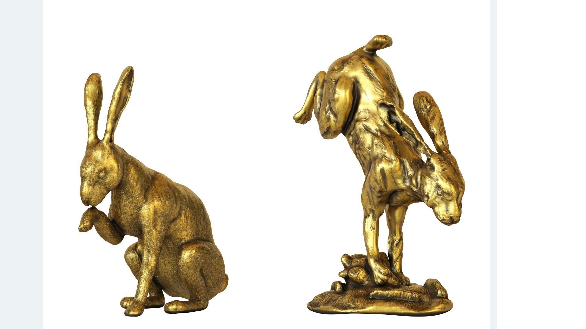 Hares Figurine Set Two 3D model_4