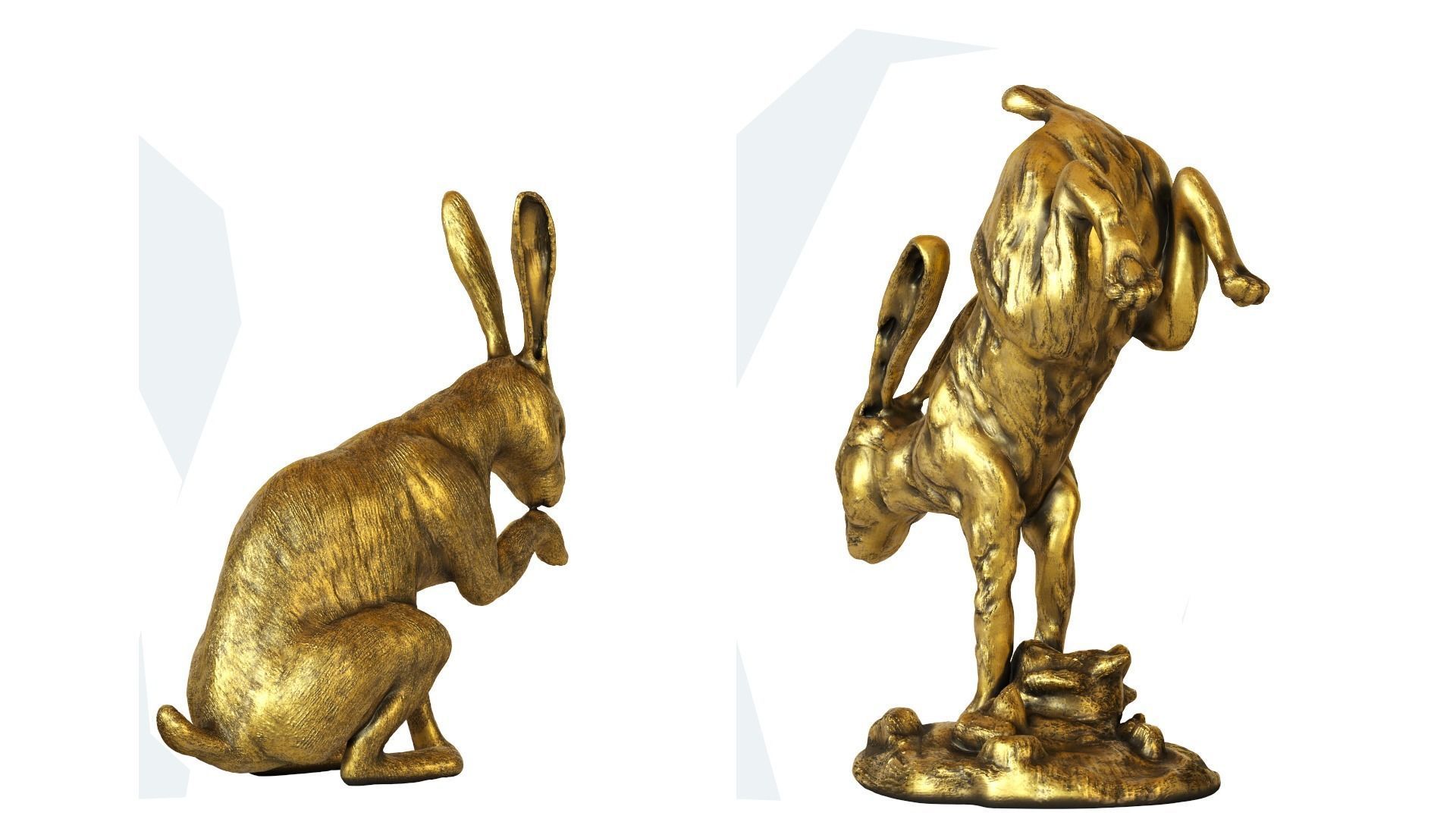 Hares Figurine Set Two 3D model_6