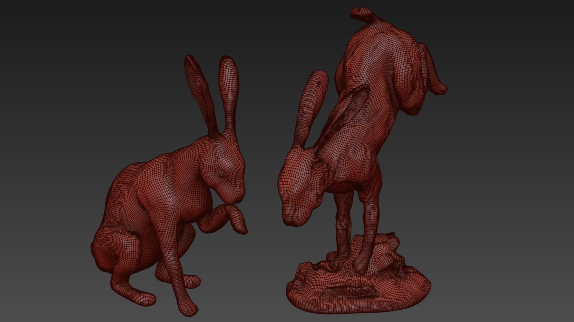 Hares Figurine Set Two 3D model_7
