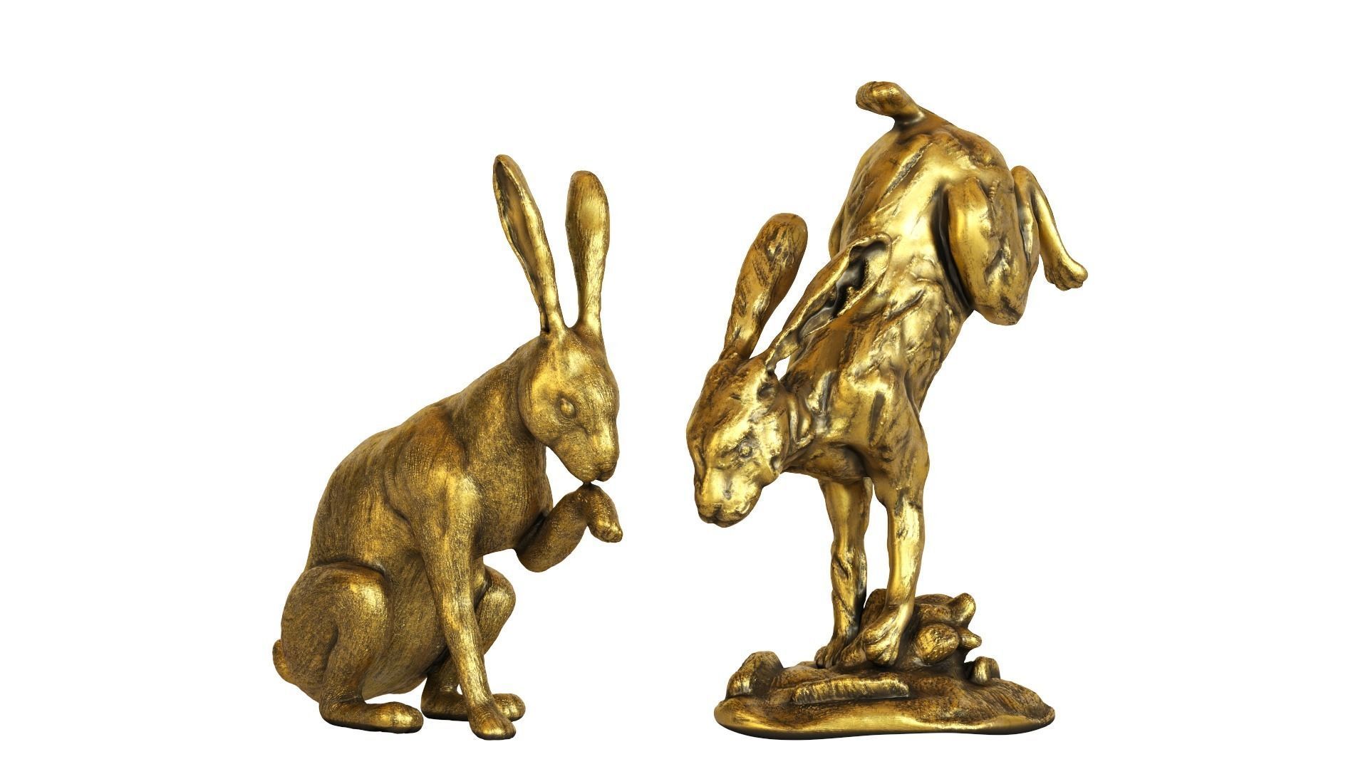 Hares Figurine Set Two 3D model_3