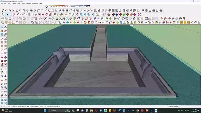 Outdoor sunken sitting area in pool