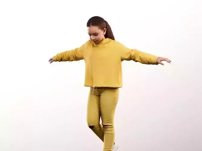 Natalia 14530 - Balancing Girl In Yellow Clothings Low-poly 3D model