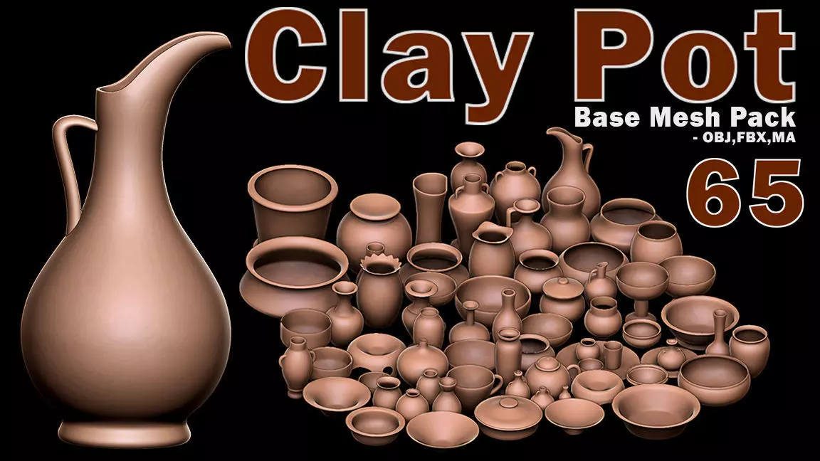 65 Clay Pot Base Mesh Low-poly 3D model_0