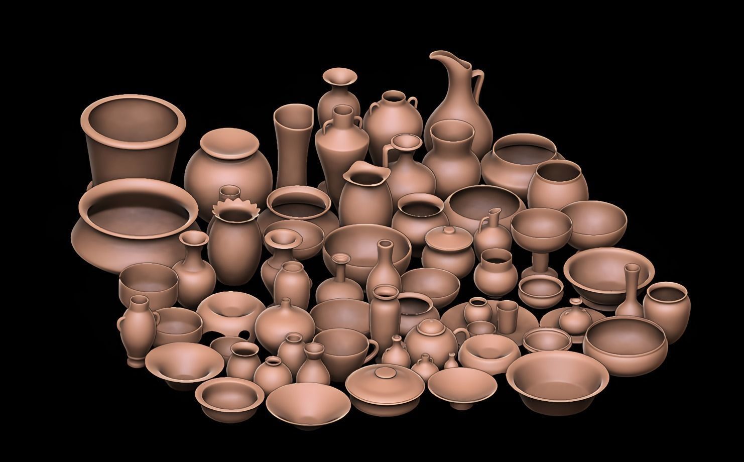 65 Clay Pot Base Mesh Low-poly 3D model_1