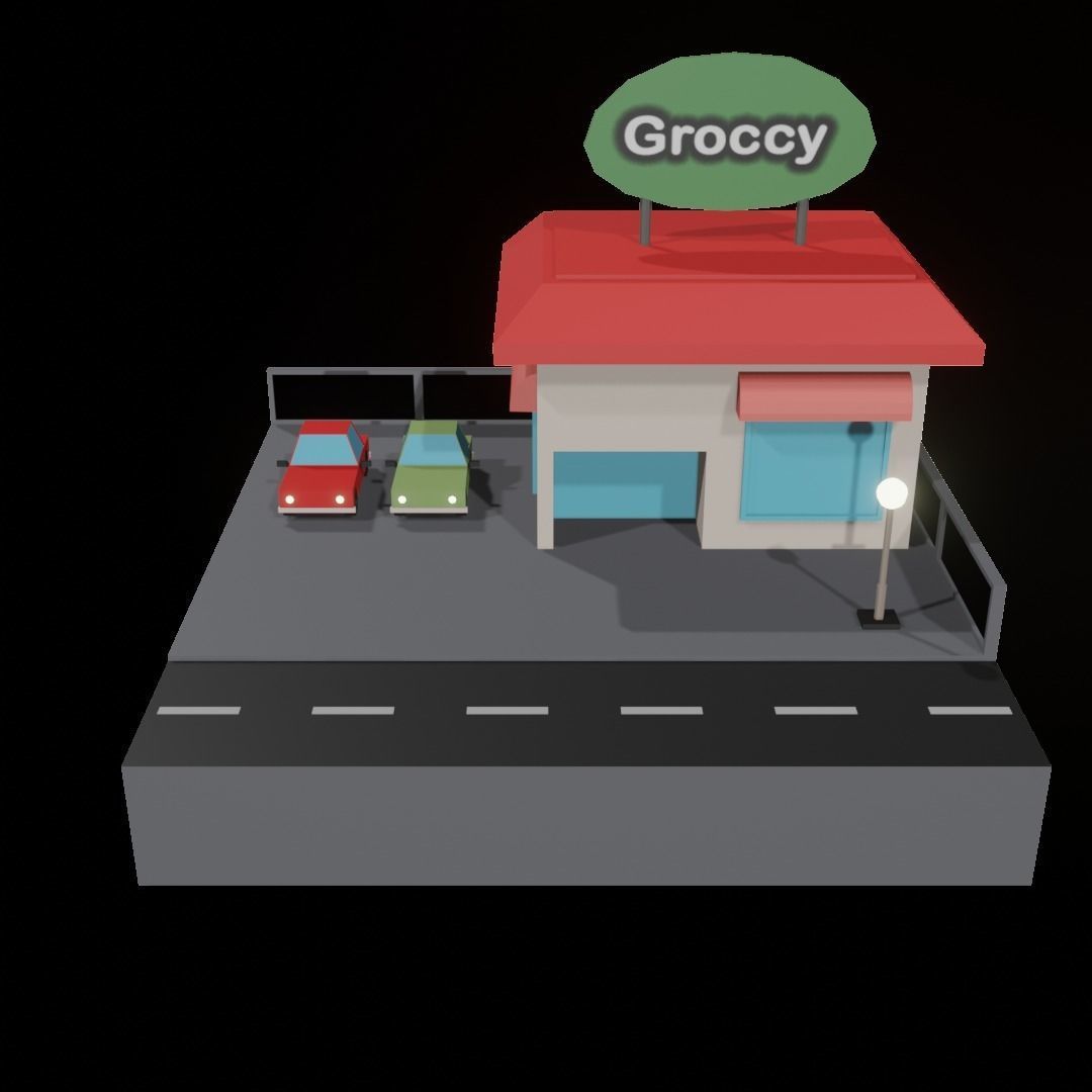 3D low poly grocery store  Low-poly 3D model_5