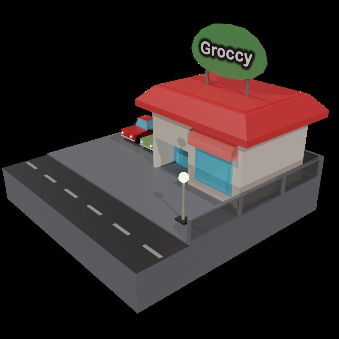 3D low poly grocery store  Low-poly 3D model_6