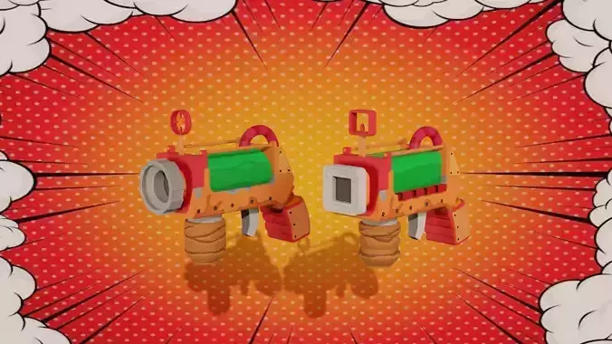 Cartoon-style Pistols Free low-poly 3D model
