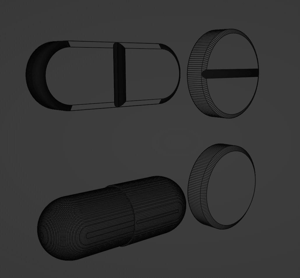 4 Pills Models  3D model_1