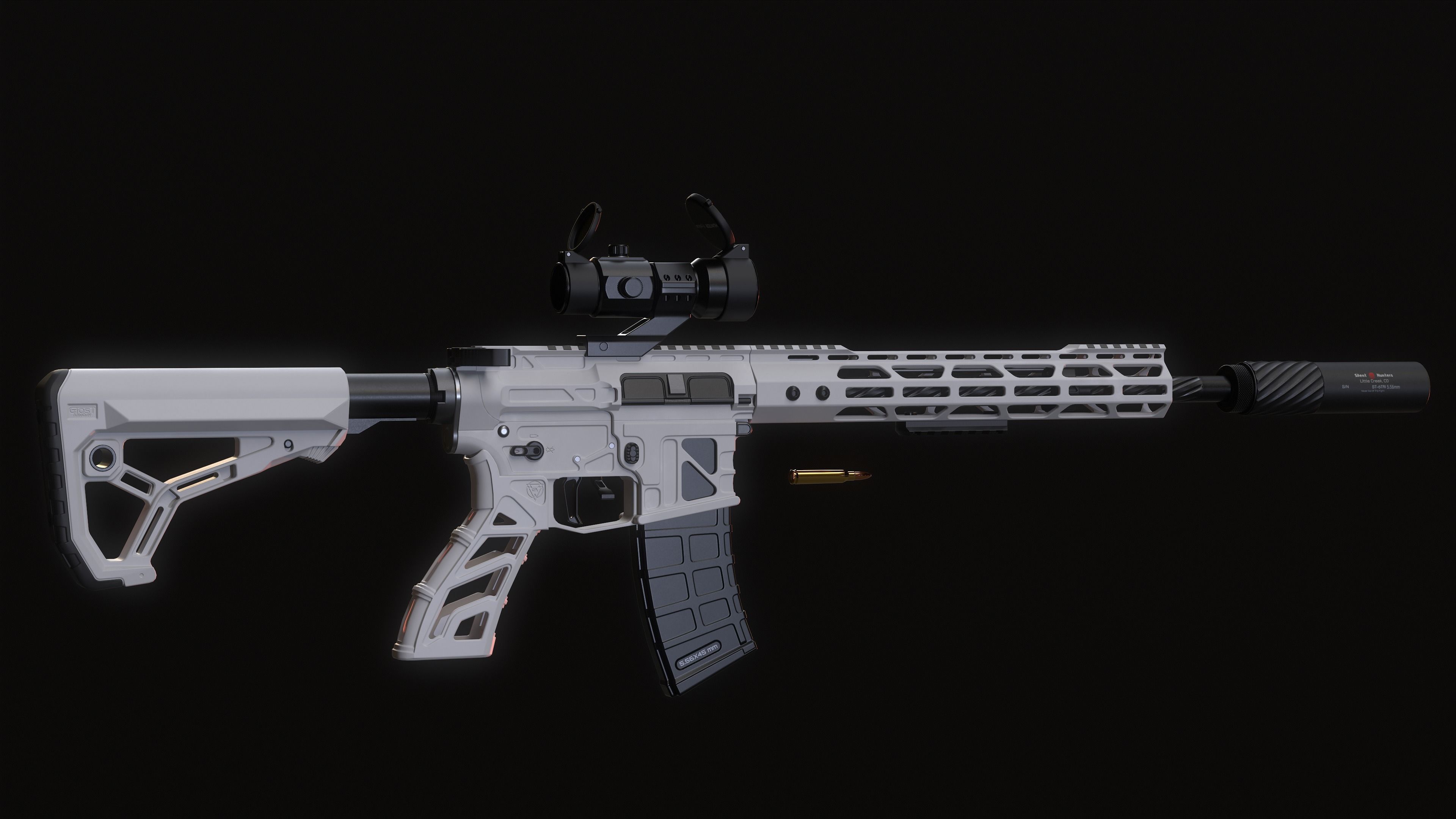 Lightweight AR-15 Low-poly 3D model_10