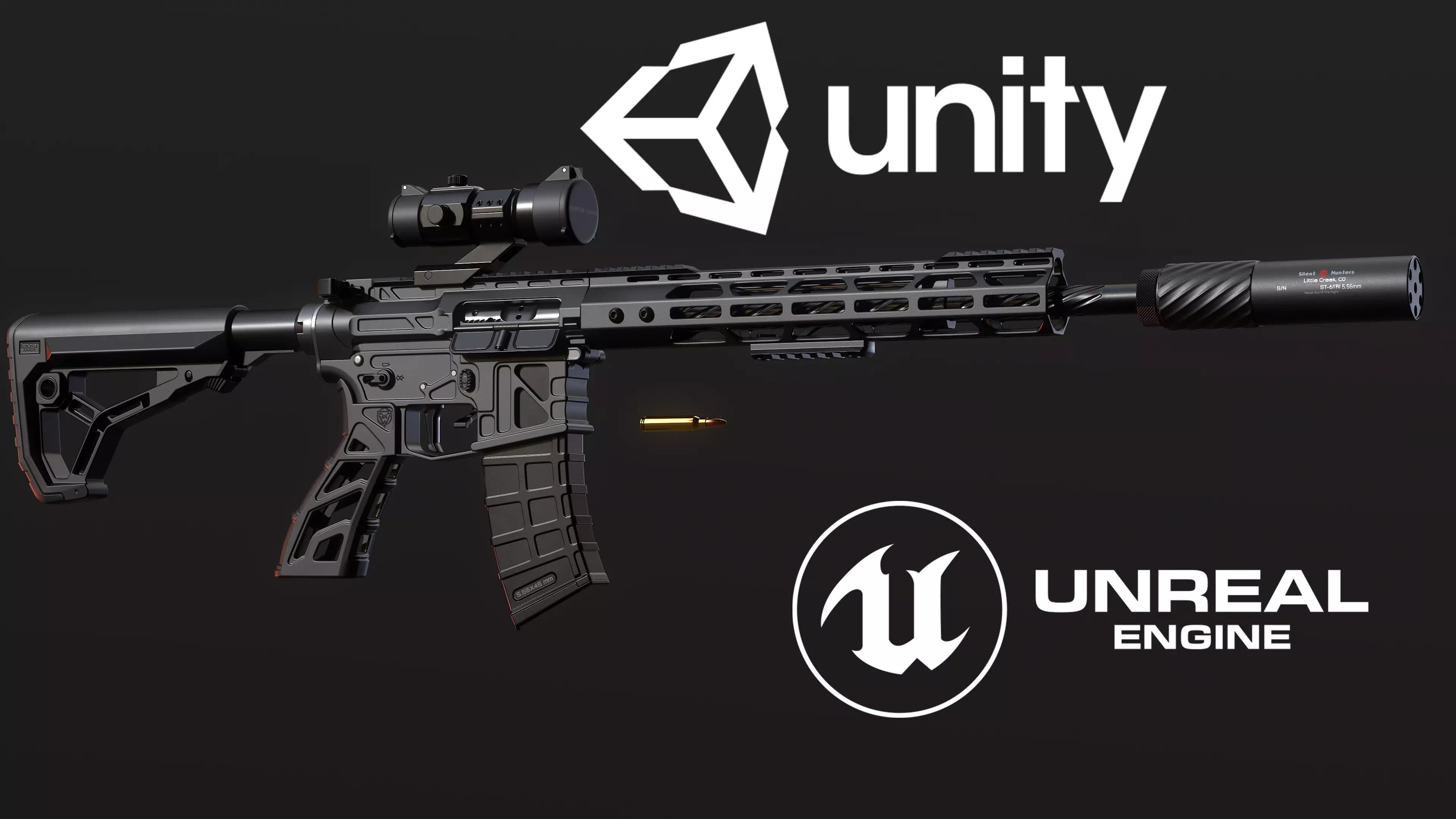 Lightweight AR-15 Low-poly 3D model_0