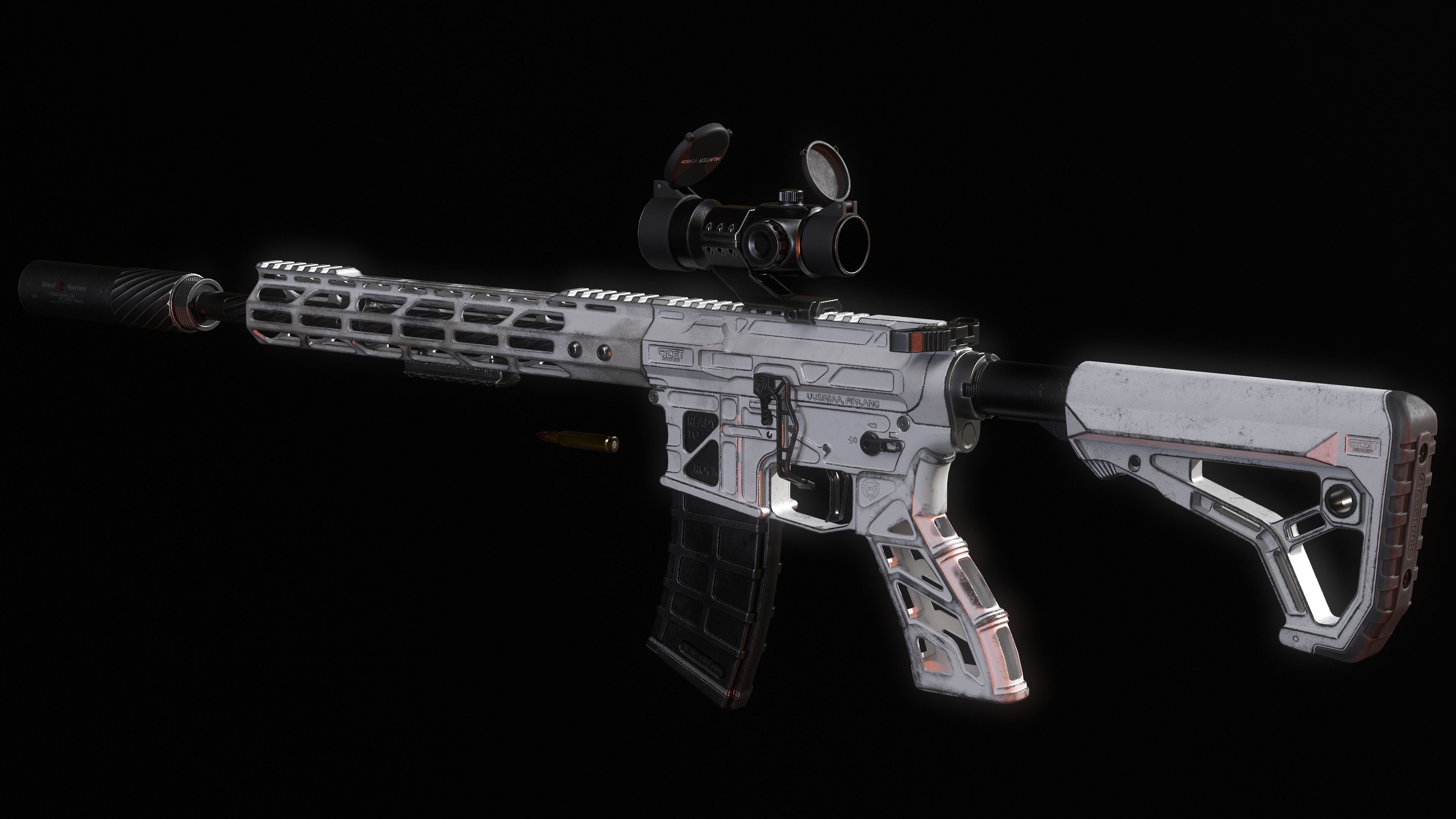 Lightweight AR-15 Low-poly 3D model_11