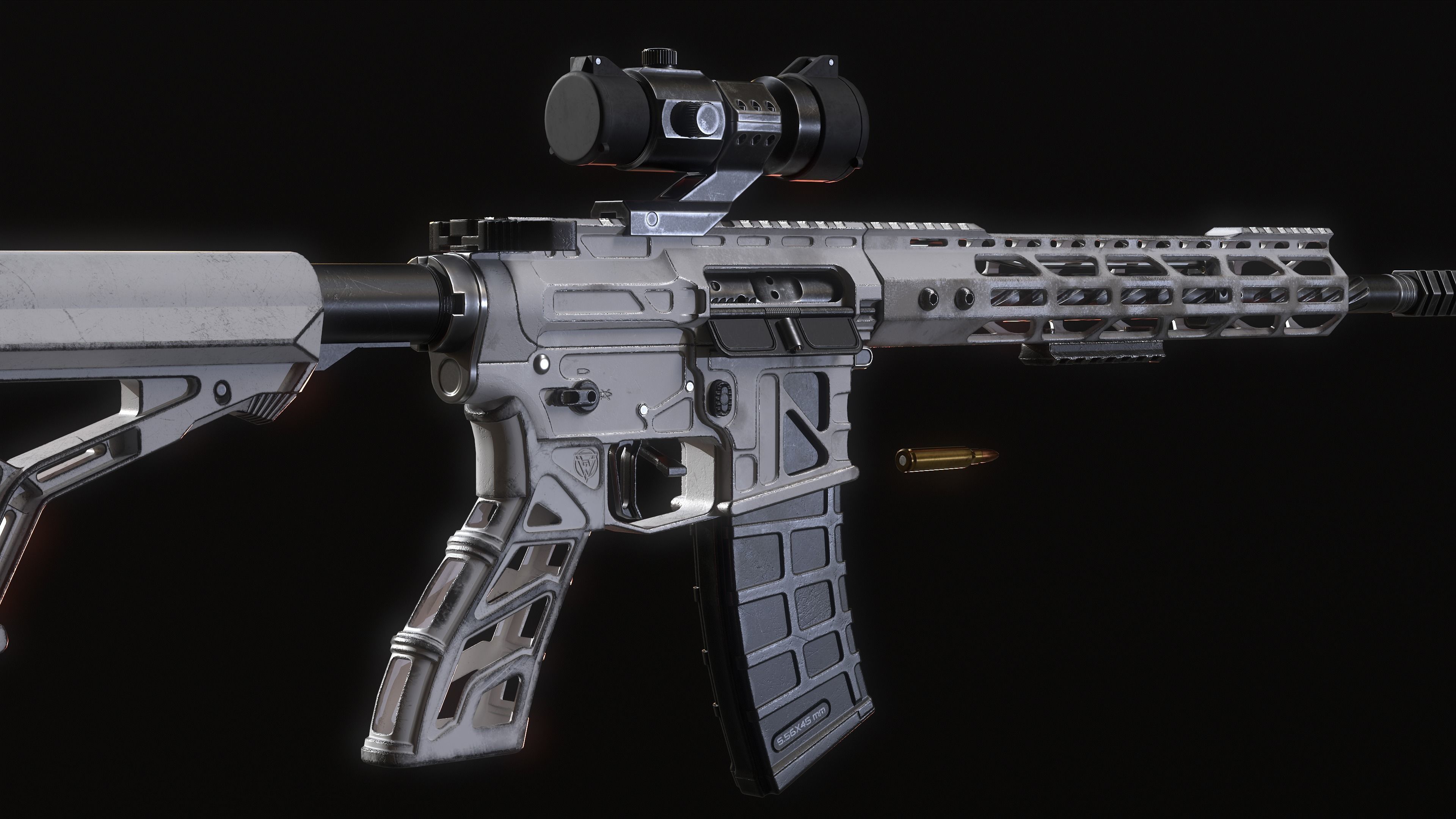 Lightweight AR-15 Low-poly 3D model_13