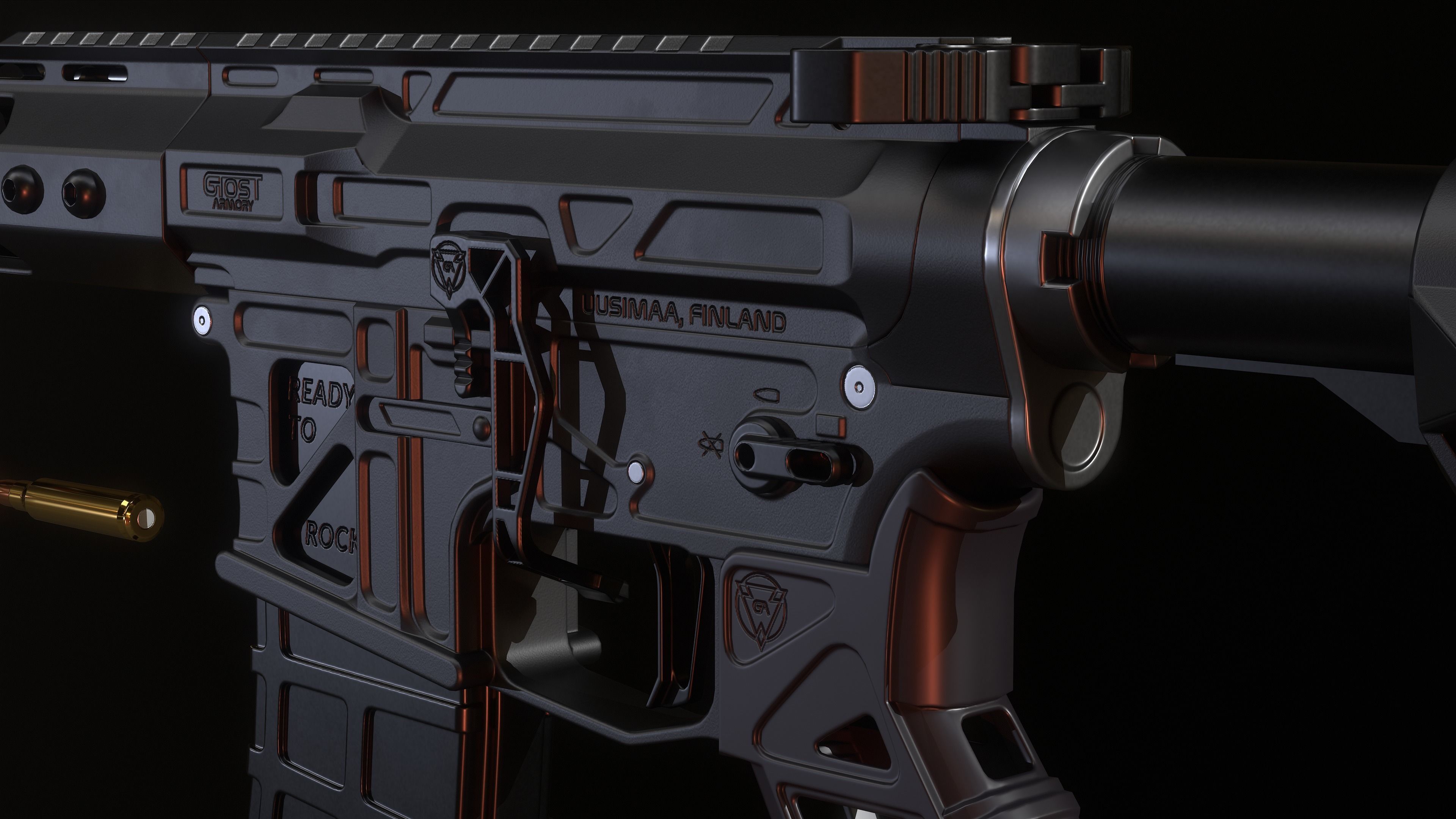 Lightweight AR-15 Low-poly 3D model_6