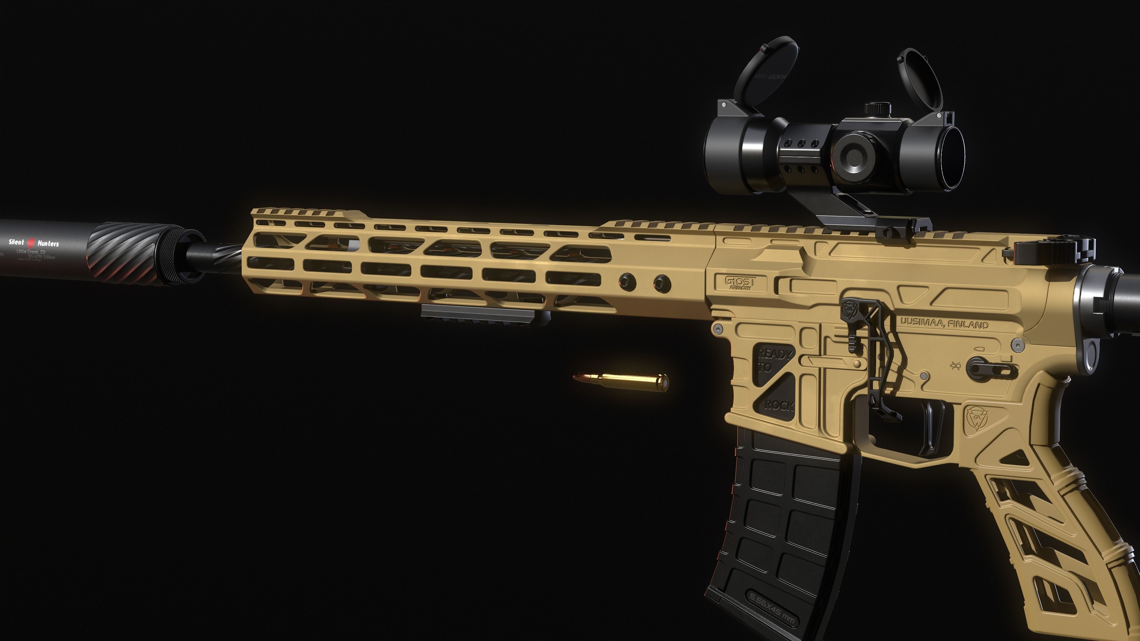 Lightweight AR-15 Low-poly 3D model_8