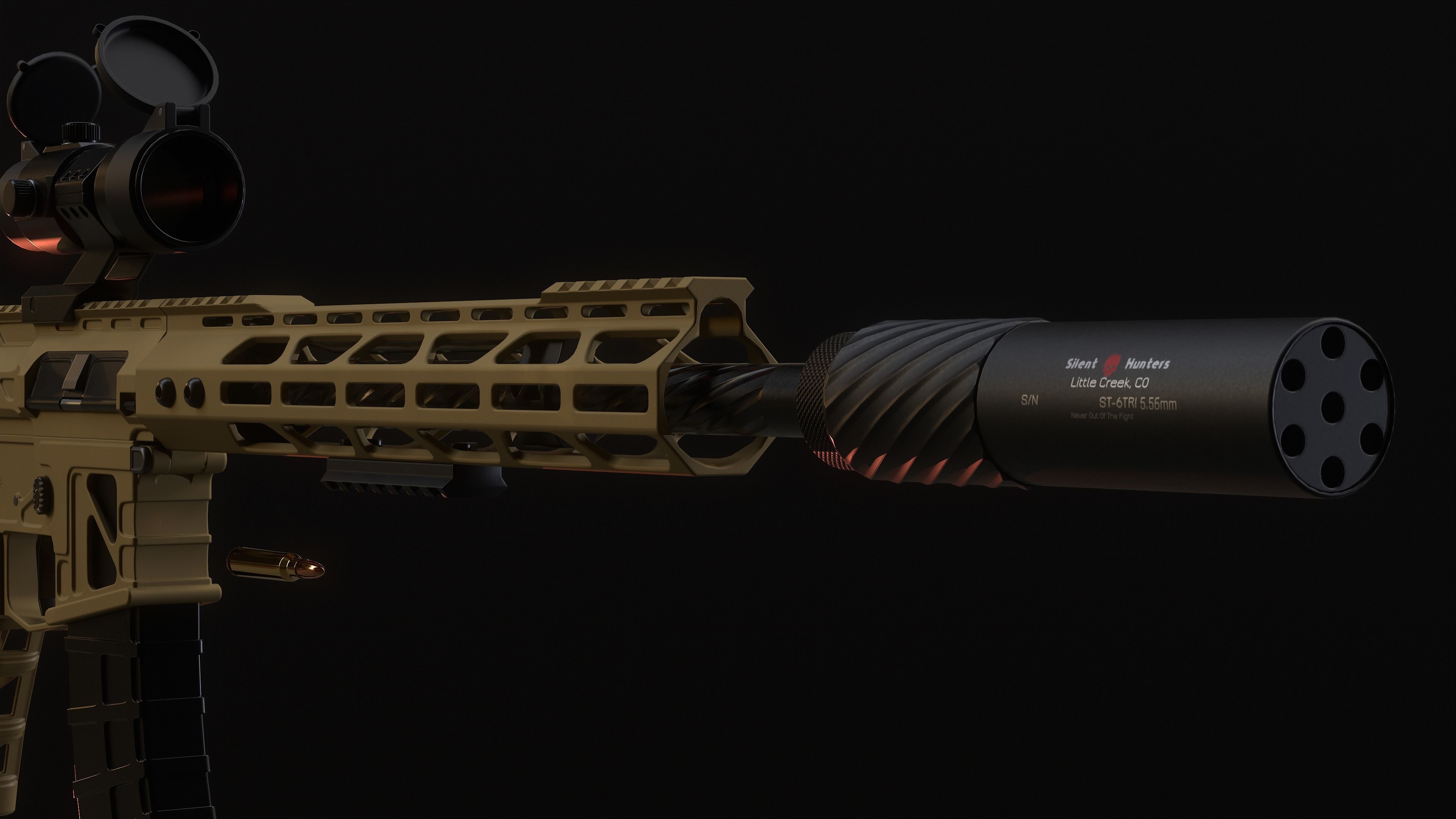 Lightweight AR-15 Low-poly 3D model_9