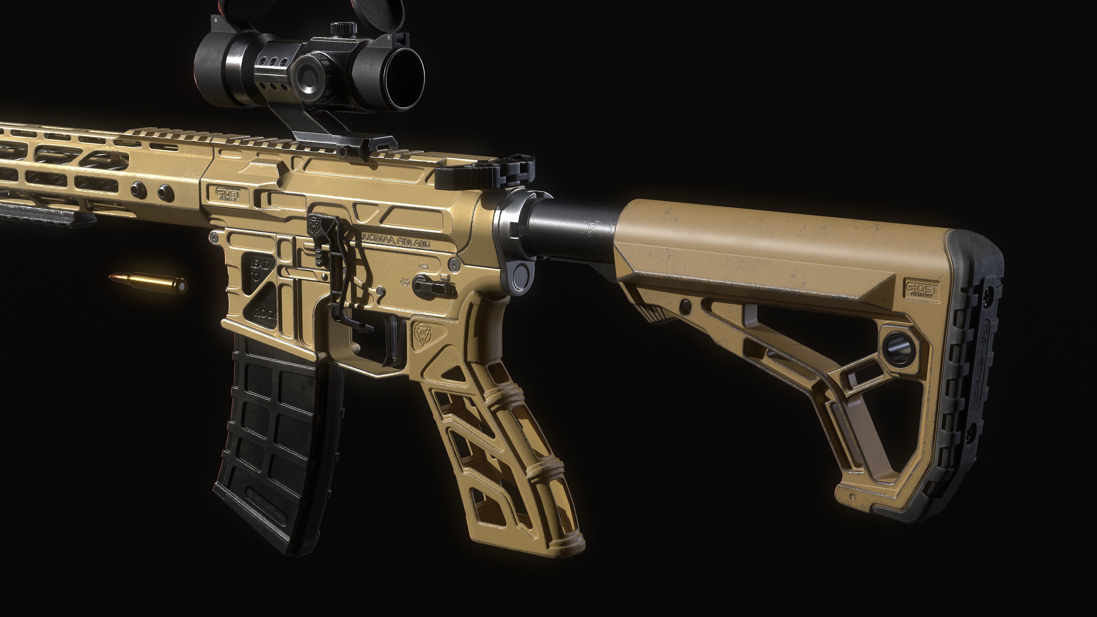 Lightweight AR-15 Low-poly 3D model_16